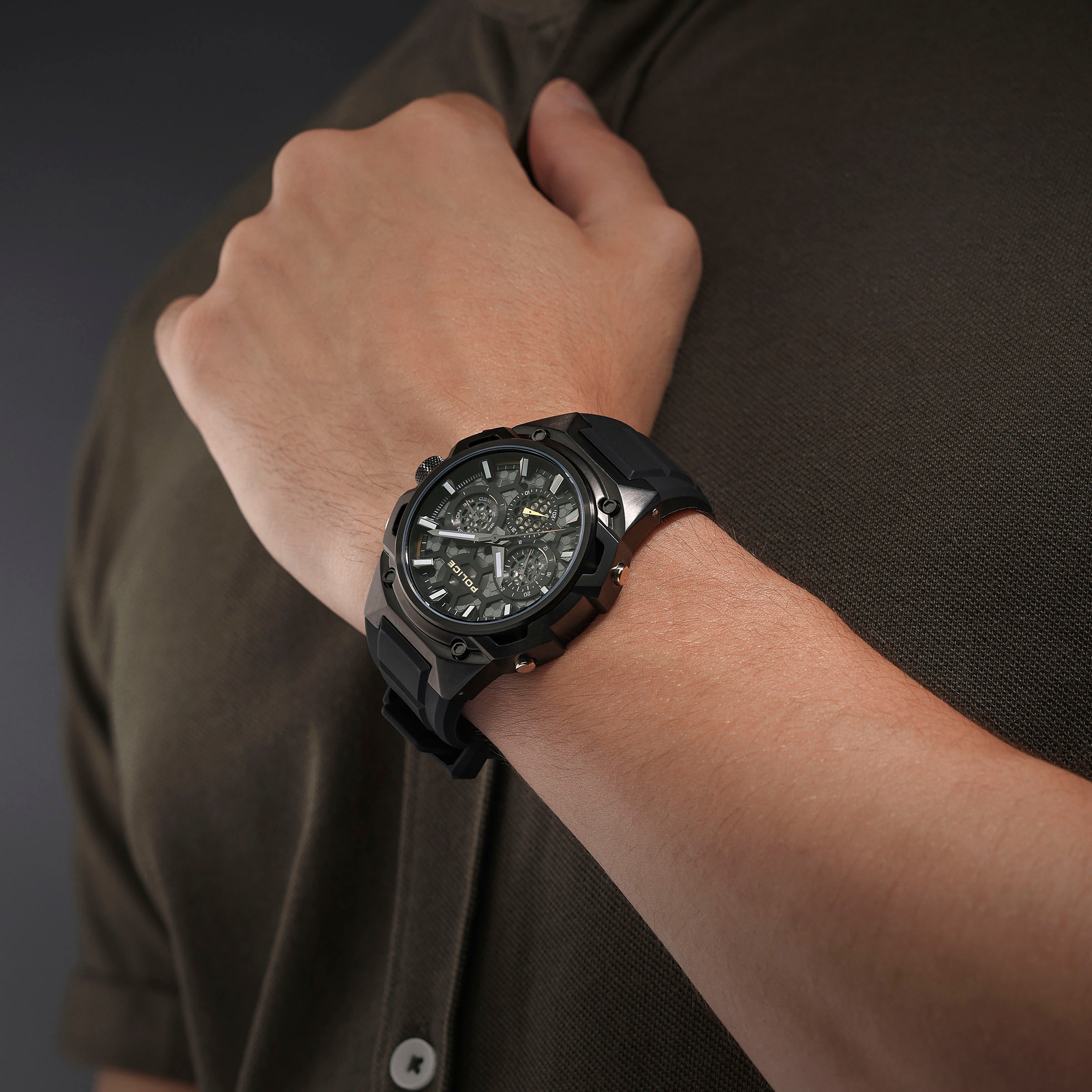 Police Multifunktionsuhr »CHALLANGER«, Quarzuhr, Armbanduhr, Herrenuhr, Silikonarmband, analog