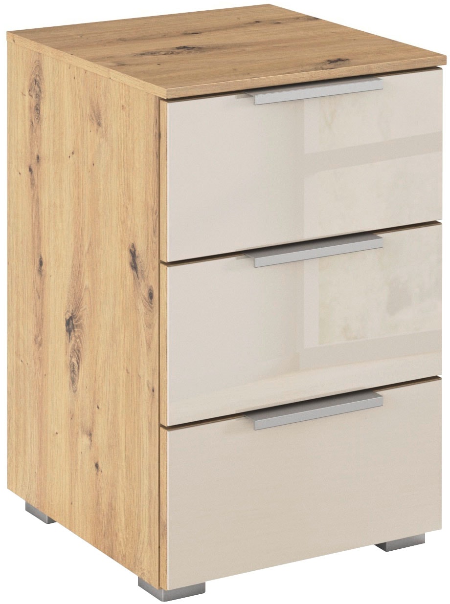 rauch Nachtkommode "Nachttisch Nachtkonsole Nachtschrank KOLUNA mit Glasfront" Breite 40 cm mit hochwertiger Glasfront, mit 3 geräumigen Schubladen für viel Stauraum MADE IN GERMANY