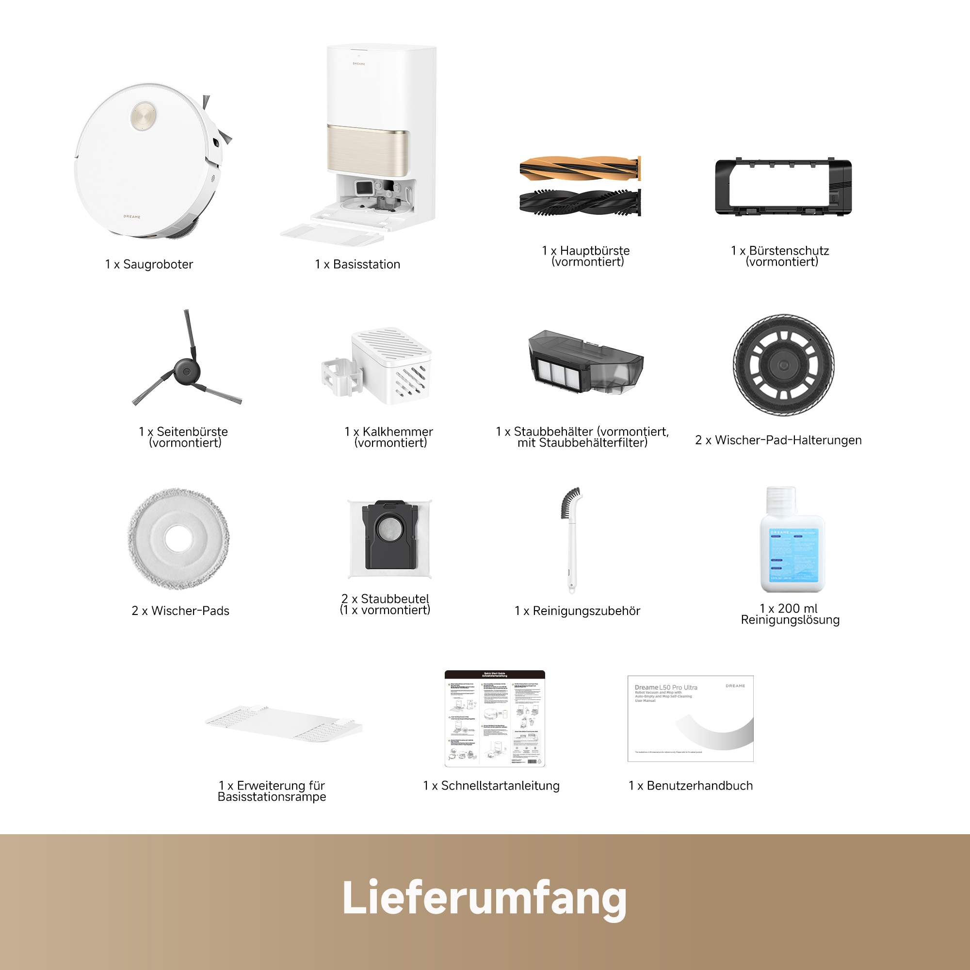 Dreame Wischroboter »L50 Pro Ultra«, 19500Pa Saugkraft, Vollautomatische Basisstation, Reinigung bei 75° C