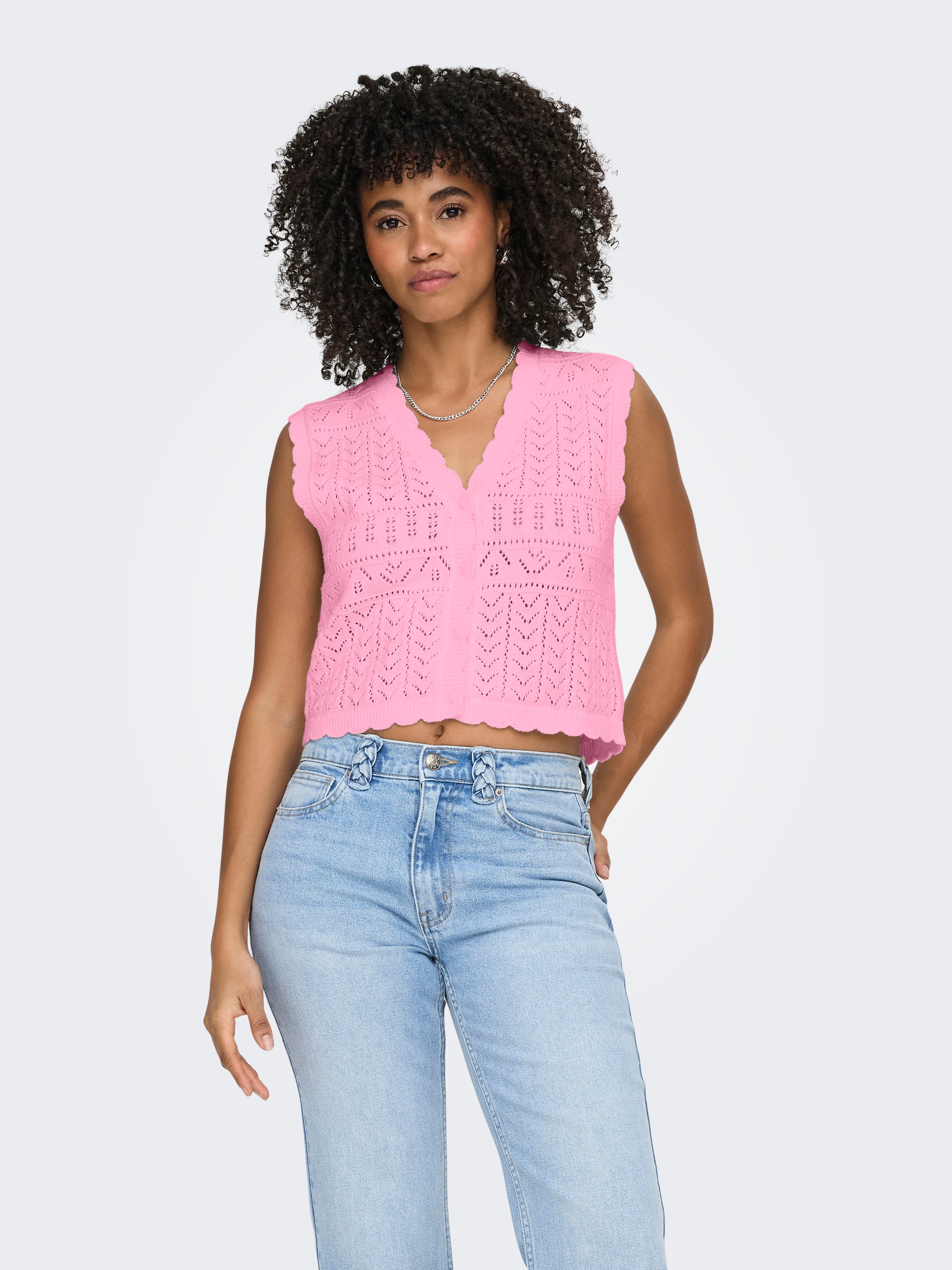 ONLY Strickjacke "ONLIRINA V-NECK BUTTON VEST KNT NOOS" Baumwollmischung günstig online kaufen