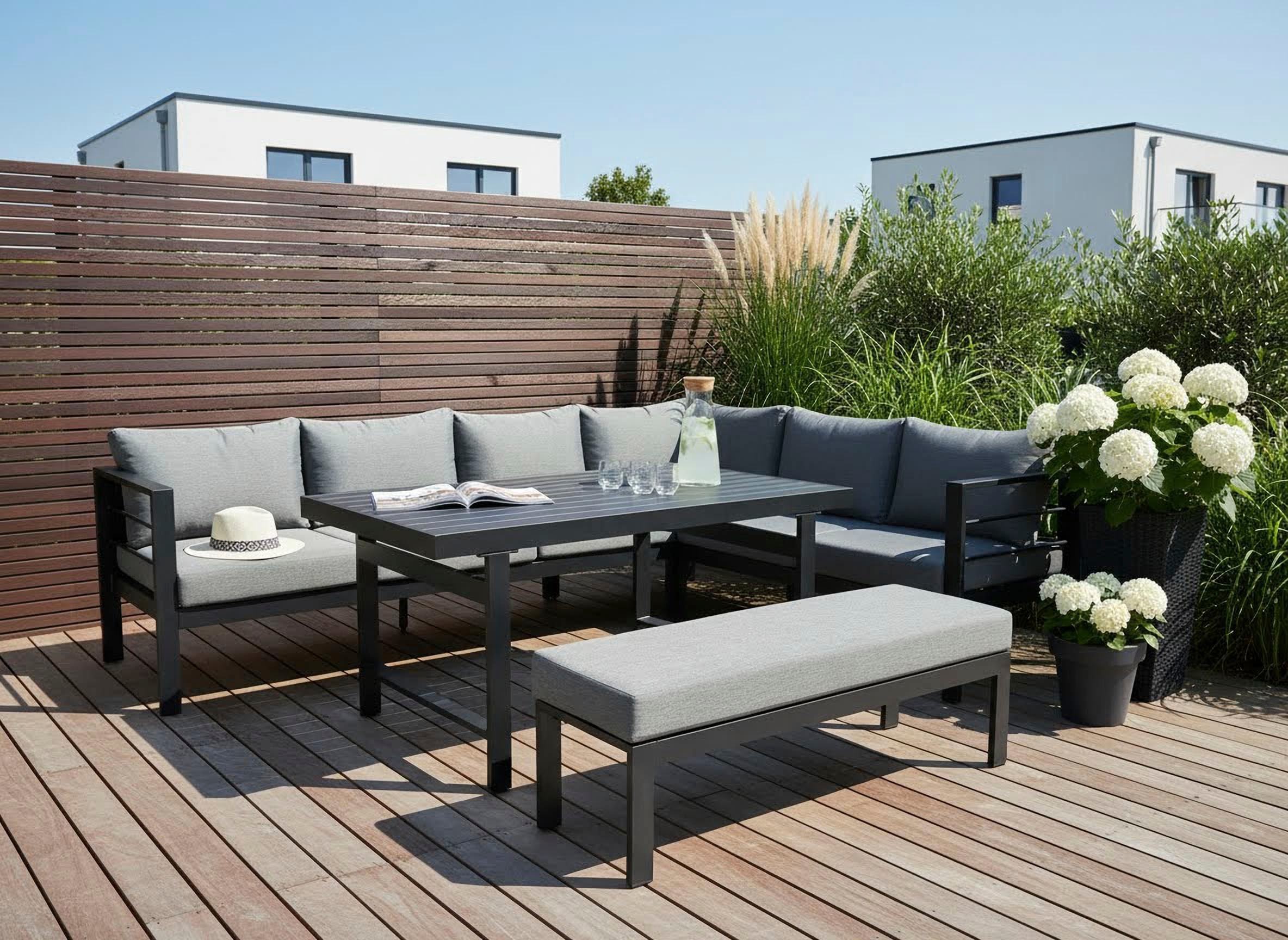KONIFERA Gartenlounge-Set "New Jersey" Set, 2x Sofa, 1x Bank, 1x Tisch, 3x günstig online kaufen