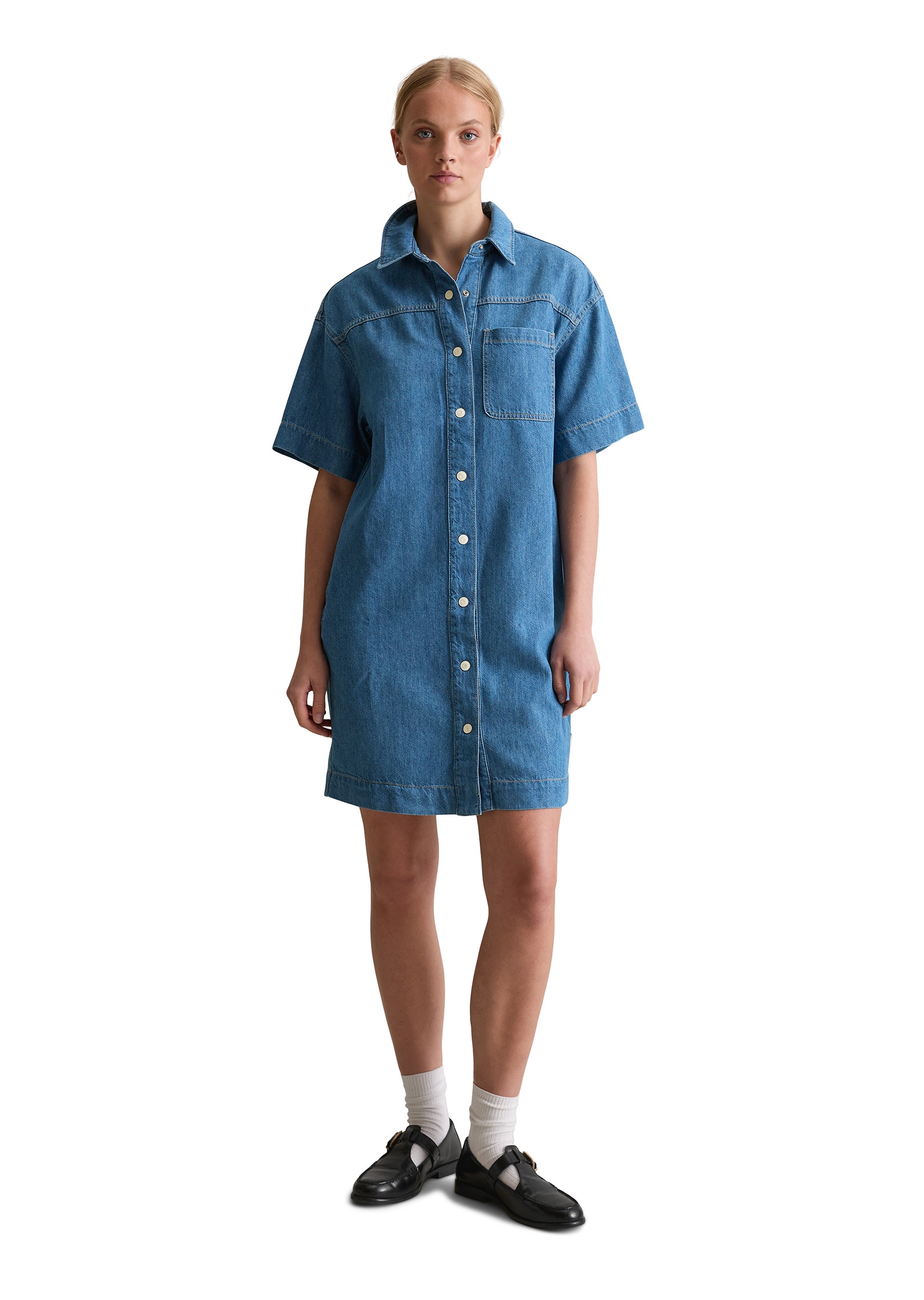 Marc O'Polo DENIM Hemdblusenkleid »mit recyeltem Leinen-Garn«