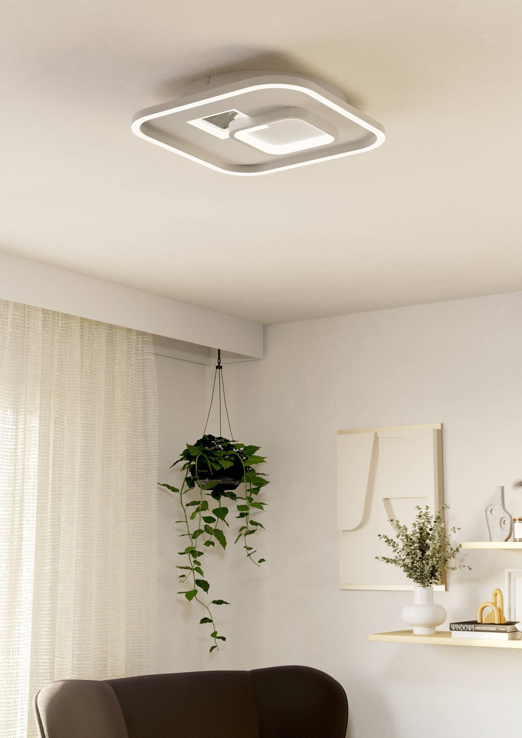 EGLO Deckenleuchte »Tiriolo Deckenlampe, Wohnzimmerlampe, Metall, Kunststoff, Flurlampe« LED-Modul 1 Stk. Neutralweiß Wand-/Deckenleuchte - L38 x B38 x H6 cm - weiß, silber