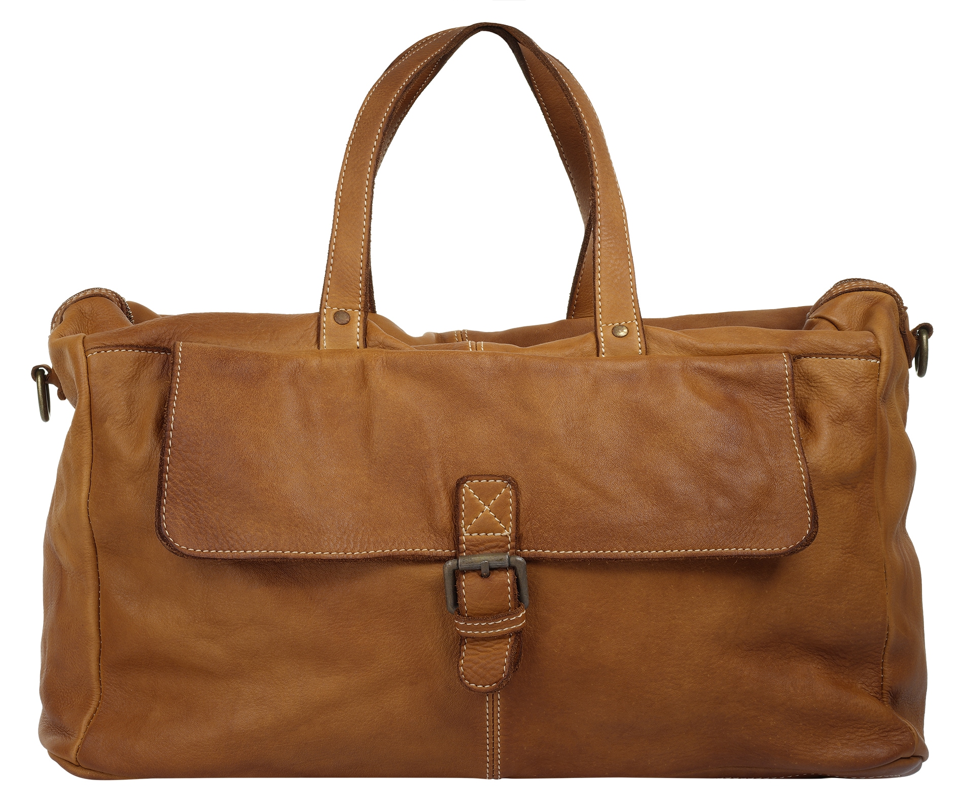 CLUTY Reisetasche "CLUTY Herren, Damen Reisetasche echt Leder, Made in Italy", braun, Leder, leicht glänzend, unifarben, Taschen, echt Leder, Made in