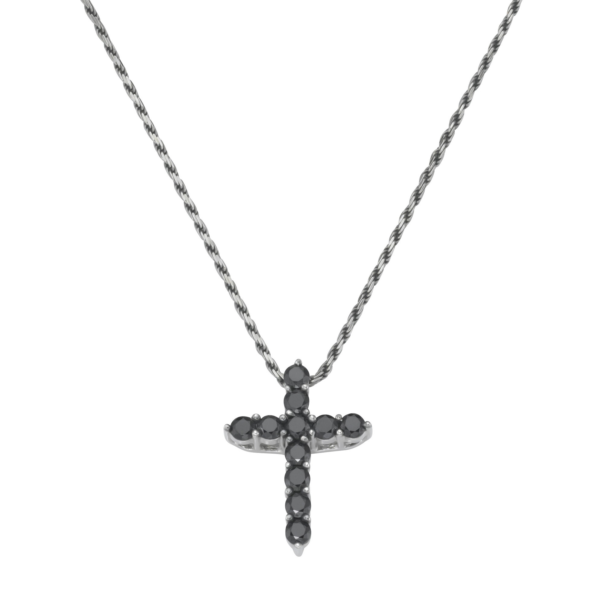GIORGIO MARTELLO MILANO Kette mit Anhänger »mit Anhänger Kreuz, schwarze Spinelle, Silber 925«