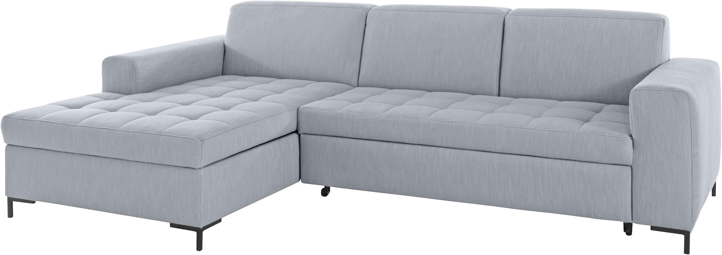 OTTO products Ecksofa »Grazzo, zeitlos und elegant, mit moderner Sitzheftung, L-Form«, hochwertige Stoffe aus recyceltem Material, Steppung im Sitzbereich