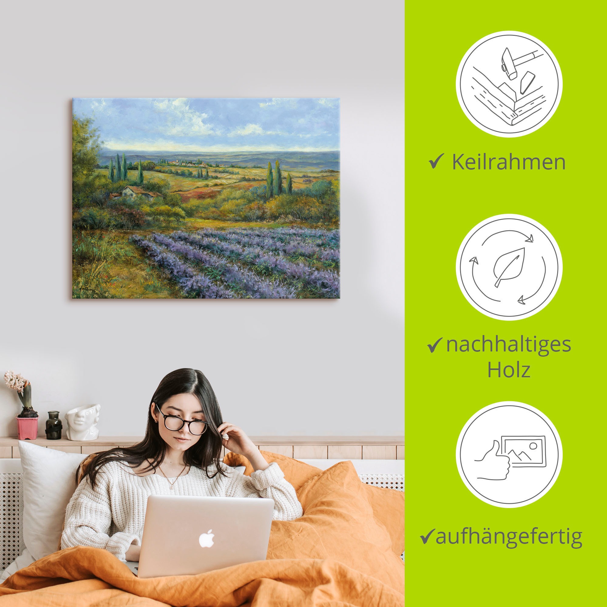 Artland Wandbild »Lavendelfelder in der Provence«, Europa, (1 St.), als Leinwandbild, Poster, Wandaufkleber in verschied. Größen
