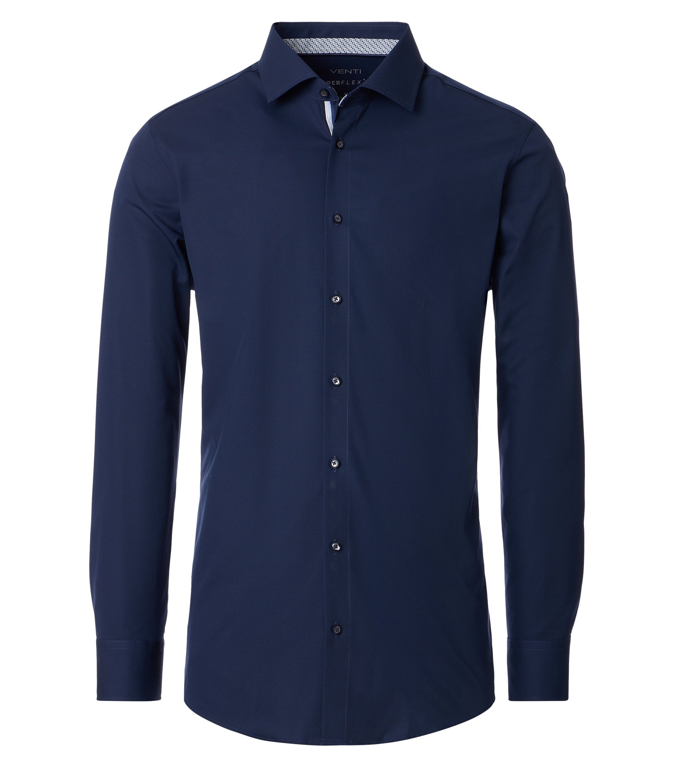 Businesshemd VENTI "VENTI Businesshemd uni", Herren, Gr. 40, Normalgrößen, blau (dunkelblau), 88% Baumwolle, 12% Elasthan, unifarben, schmal, Hemden