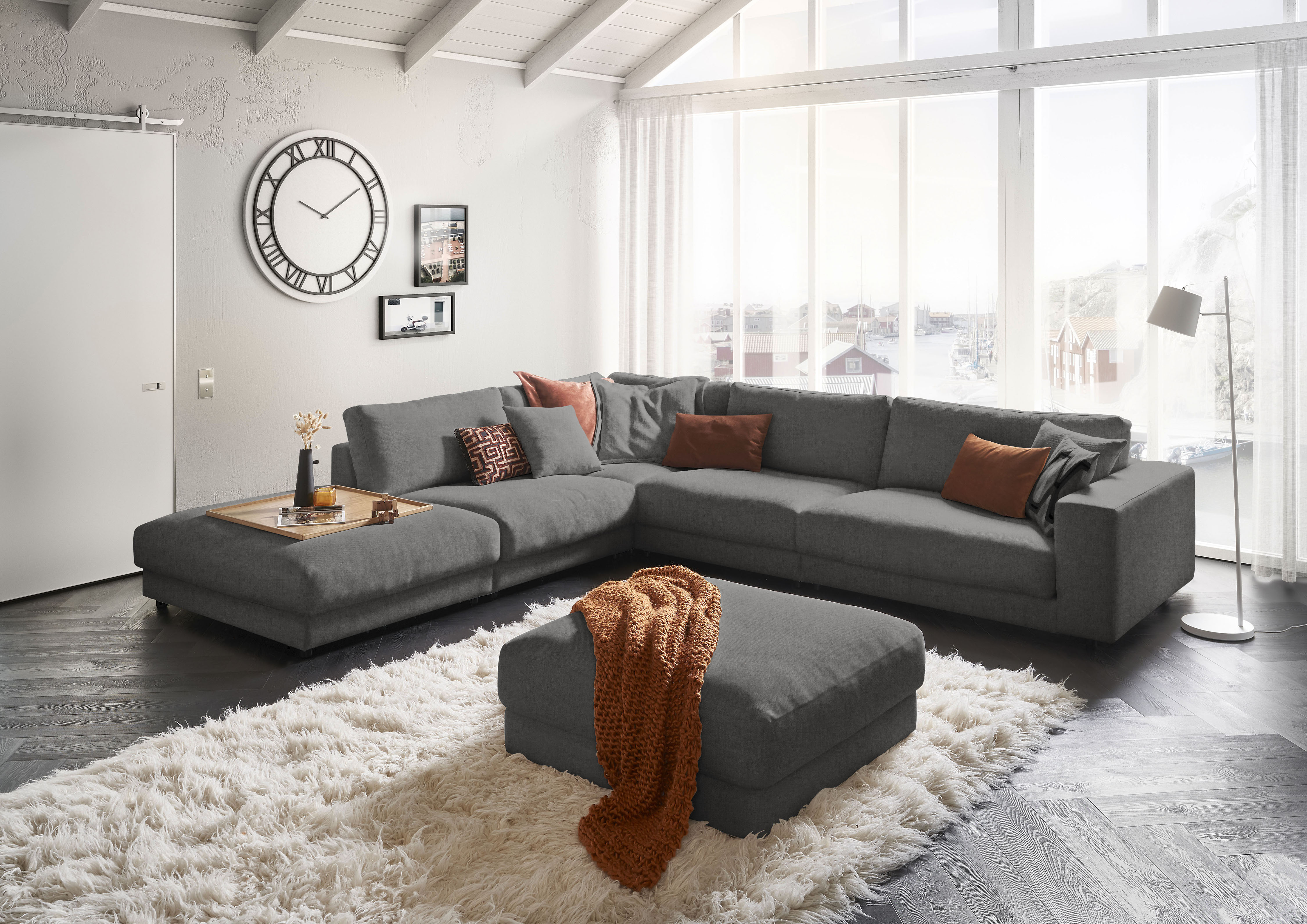 3C Candy Ecksofa "Enisa II, bequem und komfortabel, großes Familiensofa, L-Form" incl. 3 Flatterkissen, wahlweise mit Flecken-Schutz-Bezug Easy care