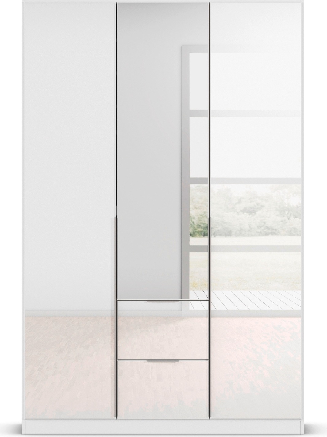 rauch Drehtürenschrank »Kleiderschrank Kleiderschränke Schrank Garderobe AGORDO mit Glasfront«, (in zwei Griff-Farben mit Glasfront), mit Außenschubkästen, in 6 Breiten und 2 Höhen MADE IN GERMANY