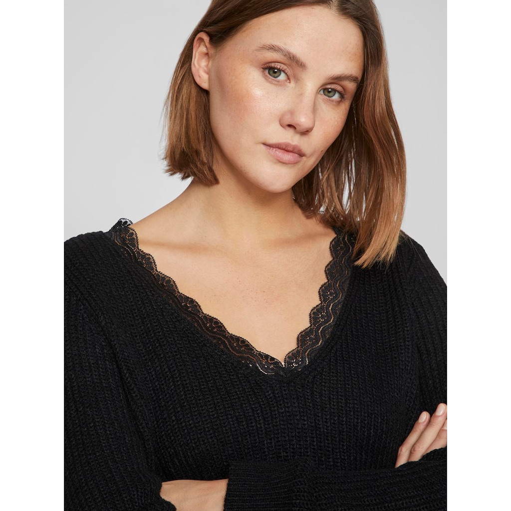 Vila V-Ausschnitt-Pullover »VILOU REV V-NECK L/S LACE KNIT TOP -NOOS«