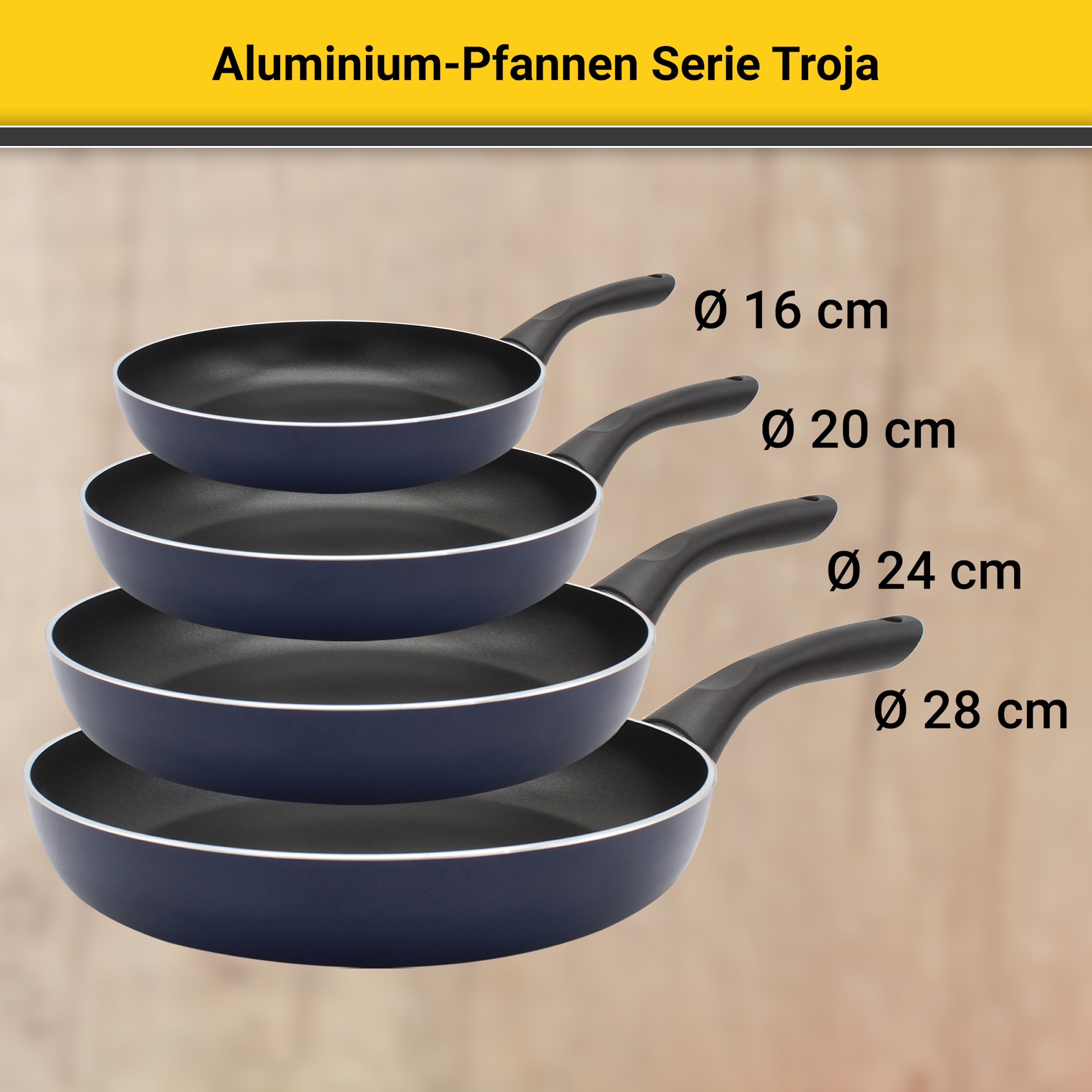 Krüger Pfannen-Set »Troja«, Aluminium, (Set, 2 tlg.), Ø 16/24 cm, Induktion