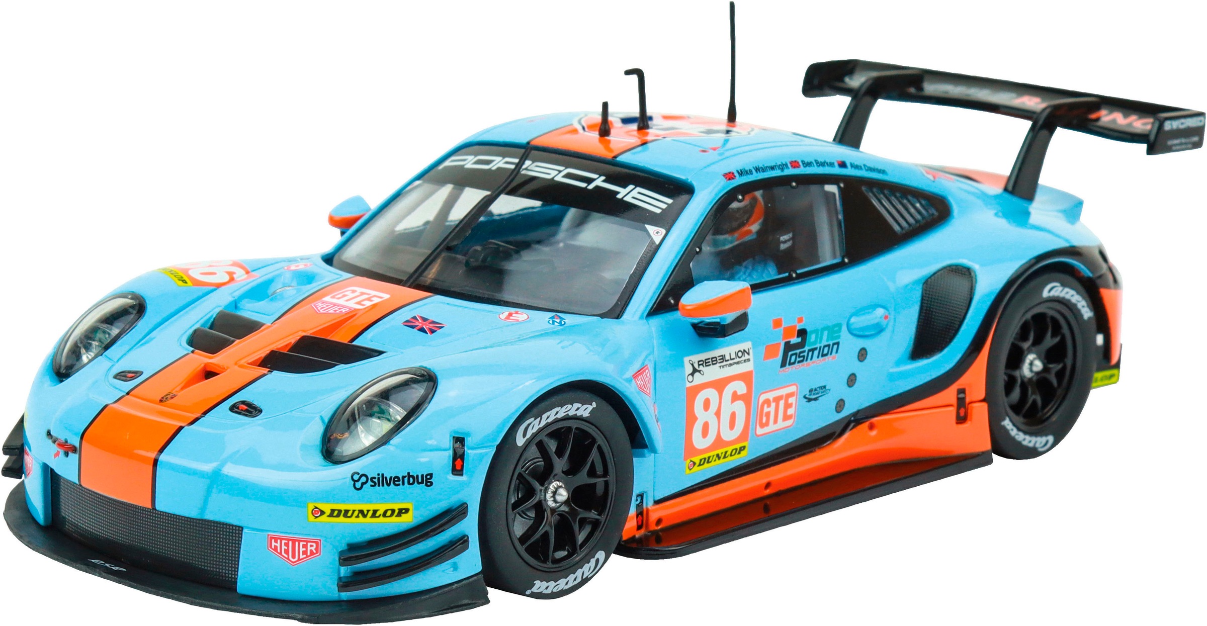 Carrera® Rennbahn-Auto »Porsche 911 RSR "Gulf Racing, Mike Wainwright, No.86"«, Silverstone 2018; mit Lichteffekt