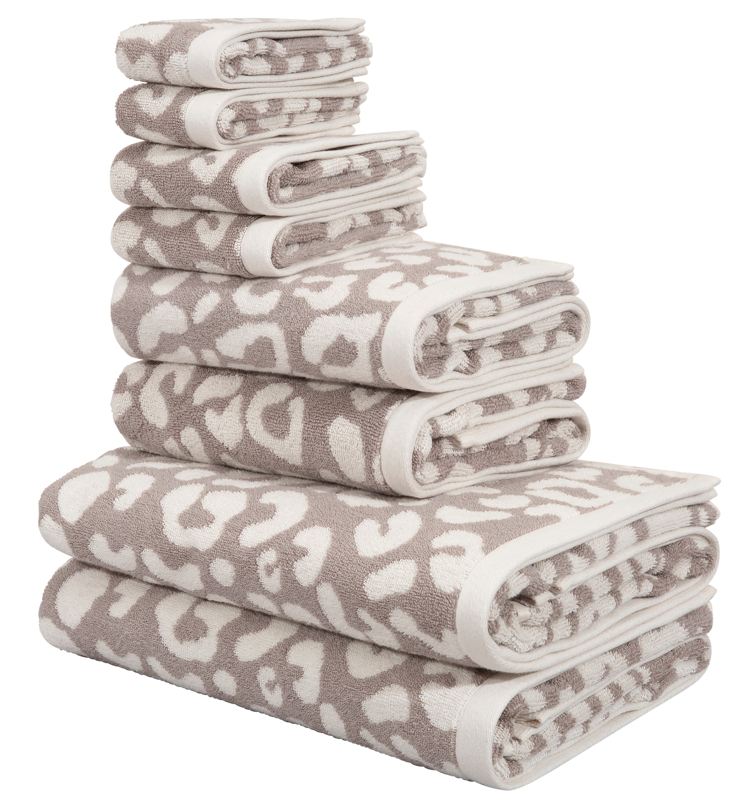 OTTO home Handtuch Set "Regona Leo, 8 tlg. Set, Premium Handtücher, 100% Baumwolle, 550 gr/m²" 8 Frottier Animal Print, Duschtücher, Handtücher, Gästetücher, Seiftücher