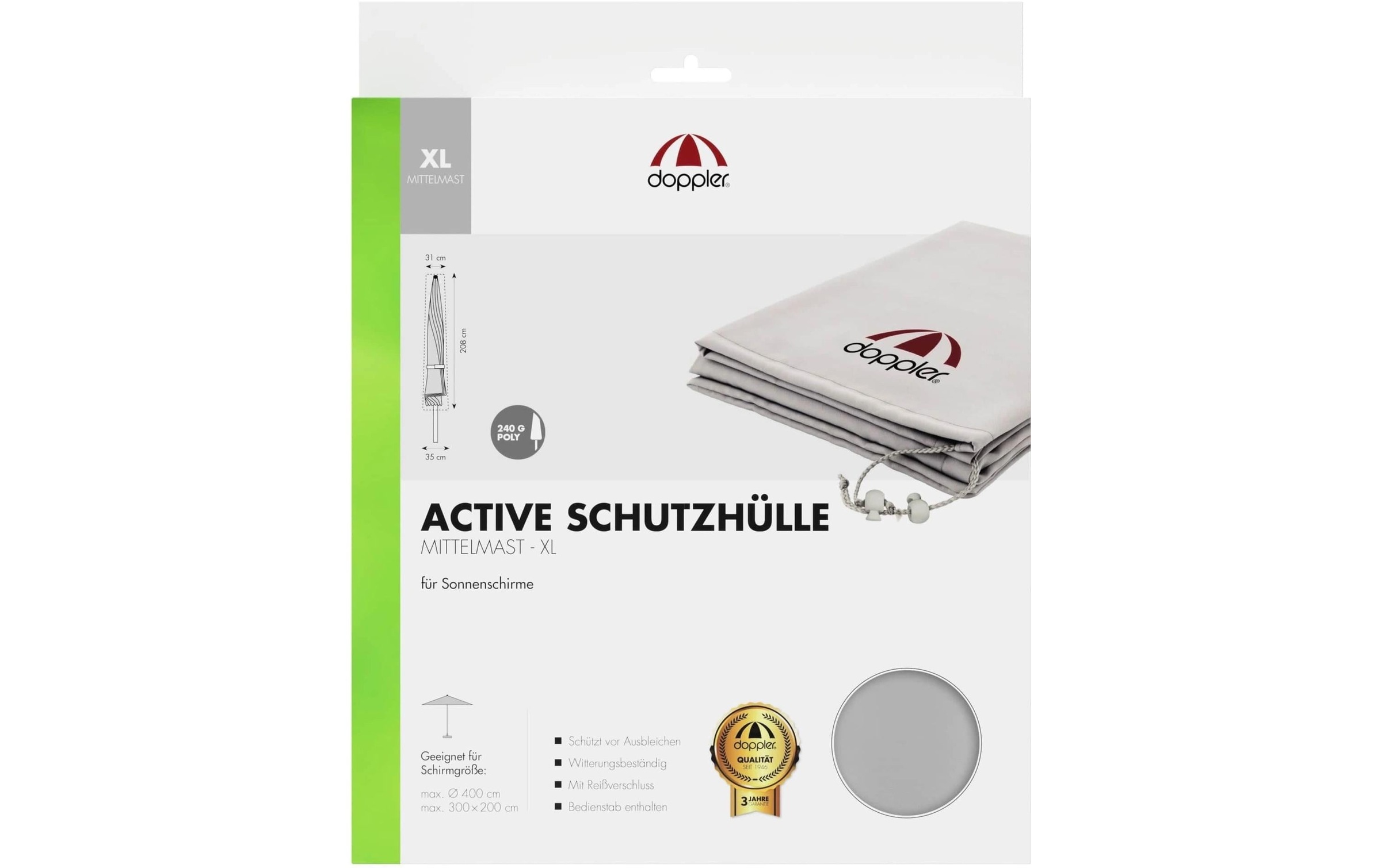 DOPPLER Sonnenschirmschutzhülle, für Mittelmastschirm, grau - Image 4