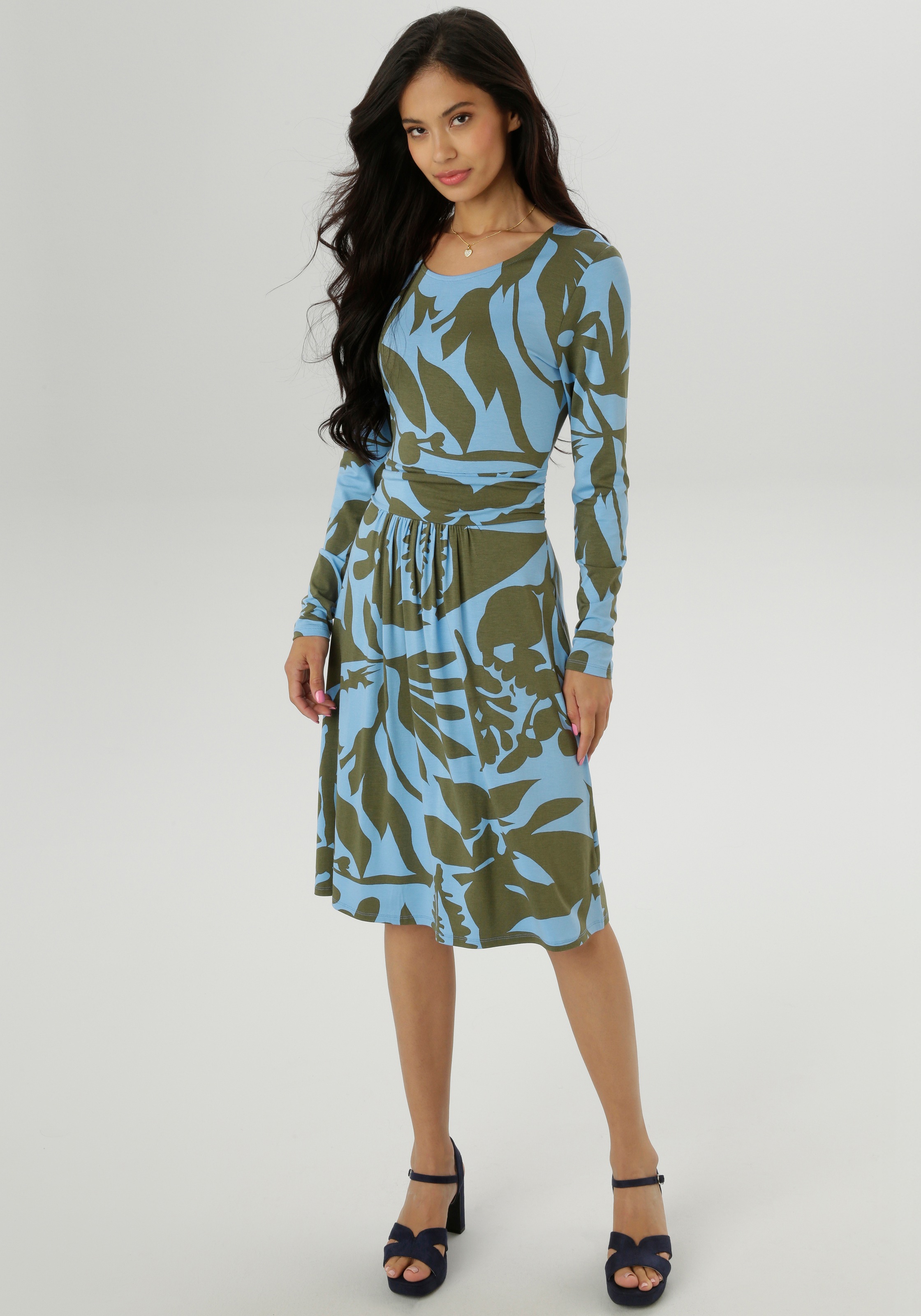 Aniston SELECTED Jerseykleid, mit gerafften Taillenbund - NEUE KOLLEKTION günstig online kaufen