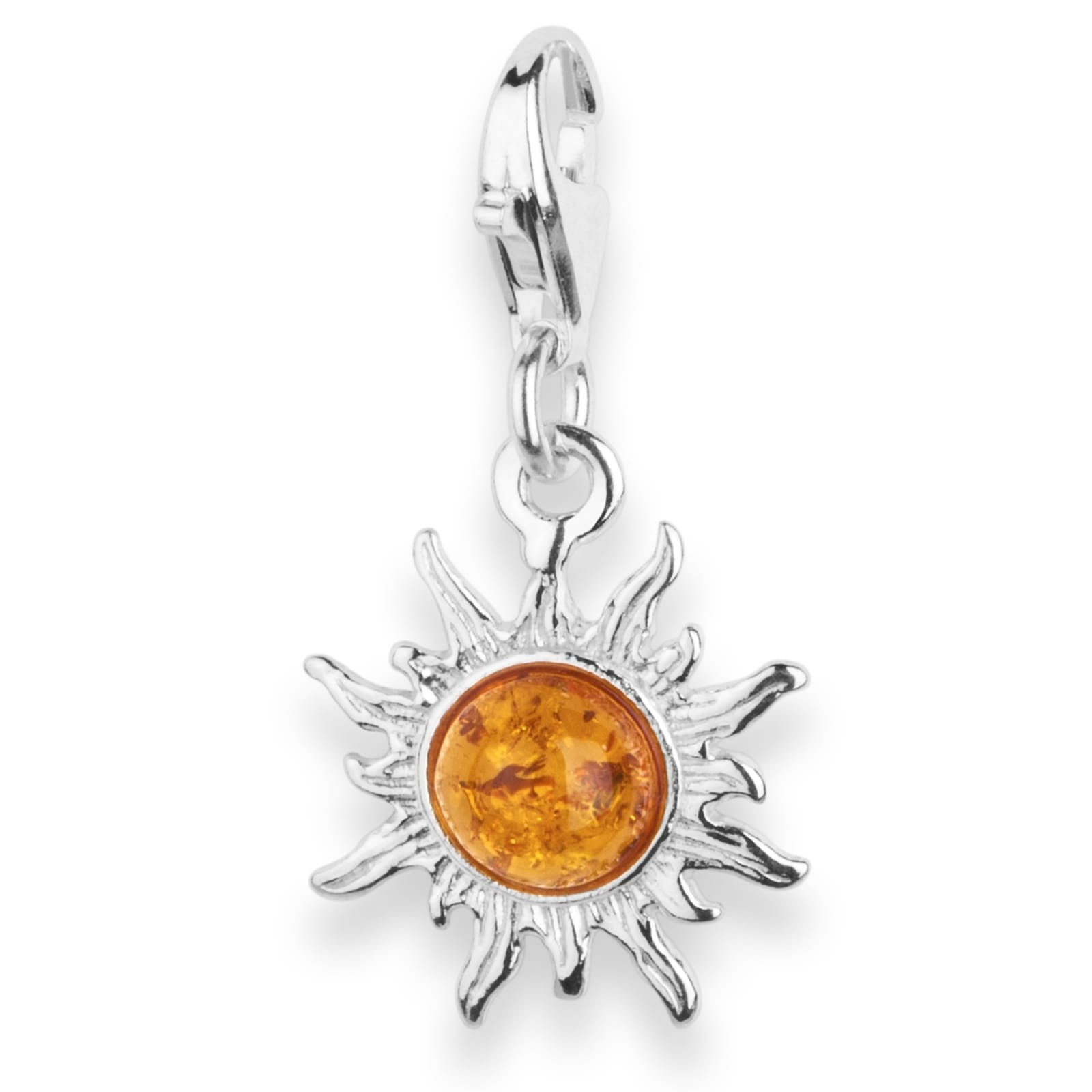 Kettenanhänger OSTSEE-SCHMUCK "- Sonne 14 mm - Silber 925/000 - Bernstein" Gr. 26, silber (silber 925, silberfarben, weiß), Schmuckanhänger, Damen, Silber 925 (Sterlingsilber), Kettenanhänger
