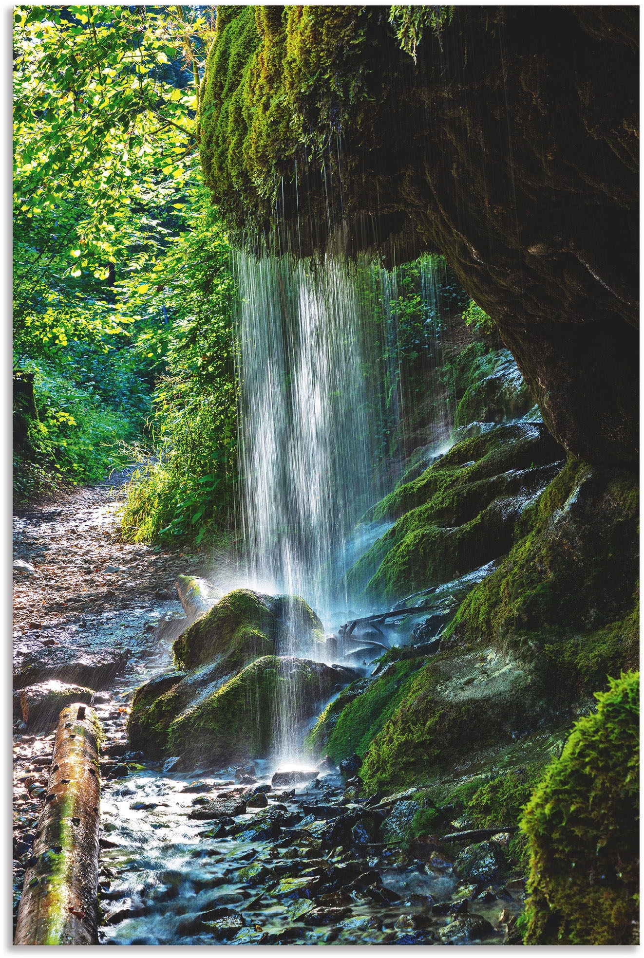 Artland Alu-Dibond-Druck "Moosbedeckter Wasserfall" Wasserfallbilder 1 Stk. tlg. für Innen- und Außenbereich geeignet, Outdoorbild