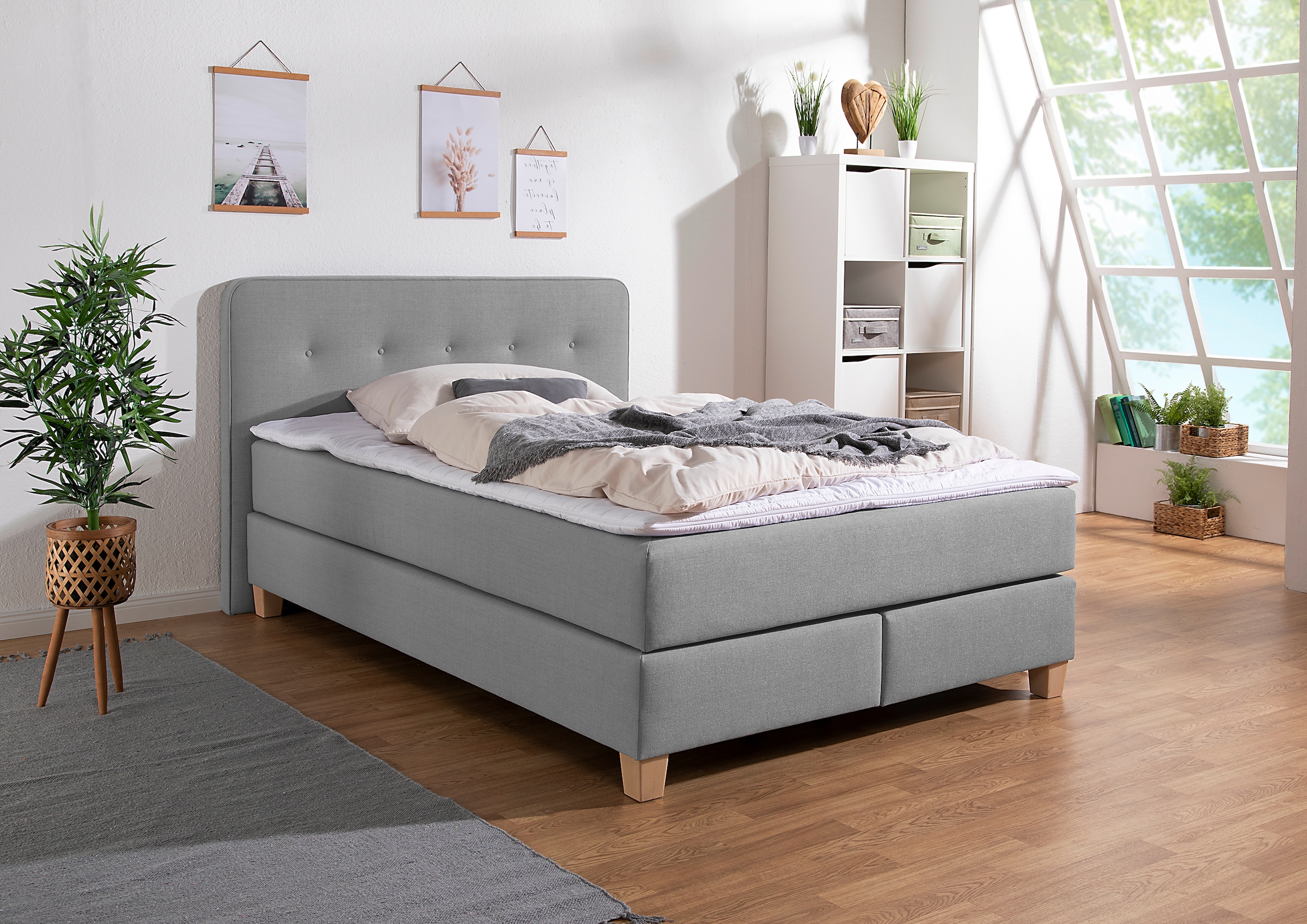 Home affaire Boxspringbett "Fargo", inkl. Topper, in 3 Matratzenarten, in S günstig online kaufen