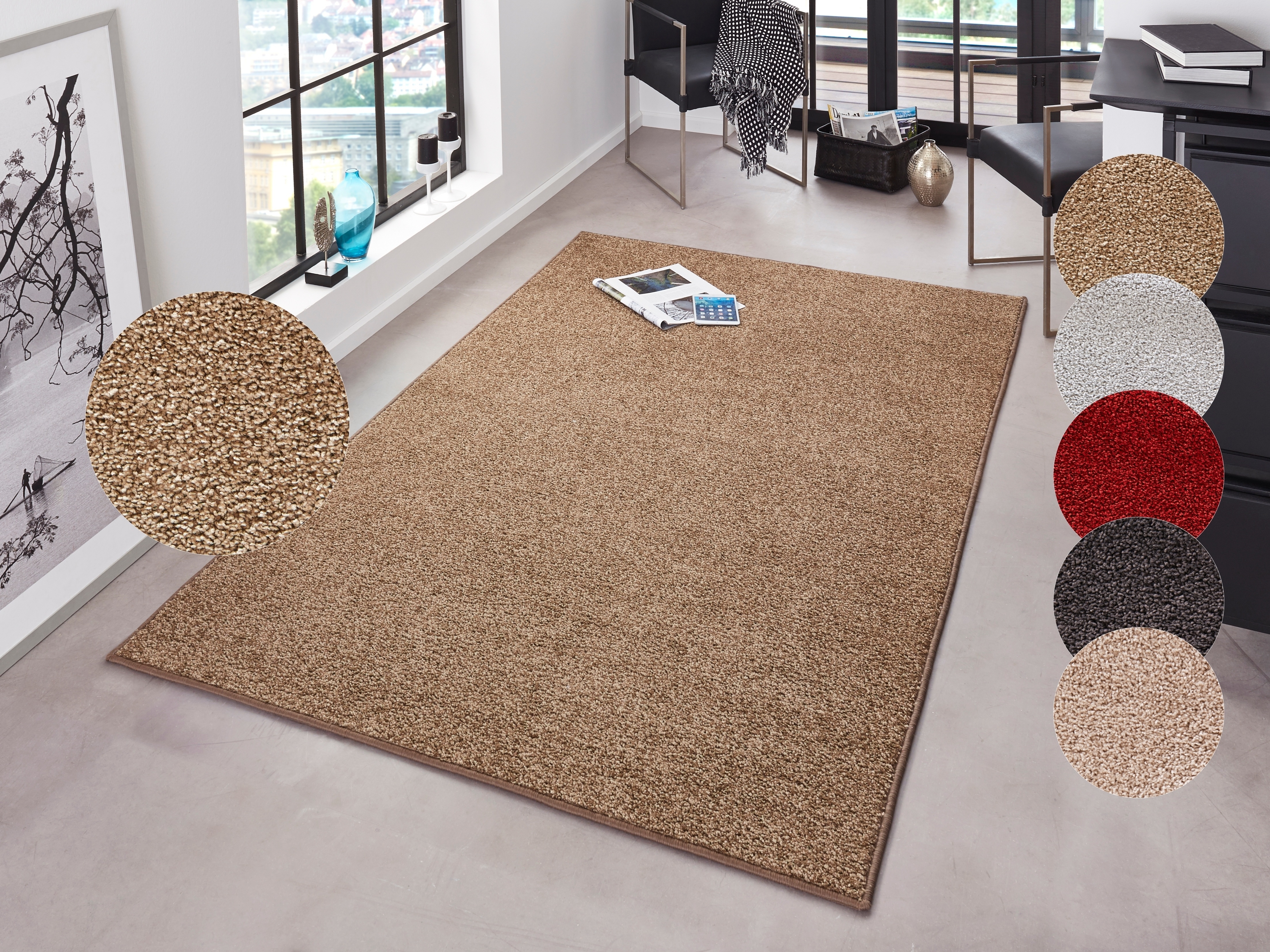 HANSE Home "Pure 100 Kurzflor" rechteckig 13 mm Höhe Kurzflor, uni, umkettelt, Läufer, Wohnzimmer, Kinderzimmer, Flur