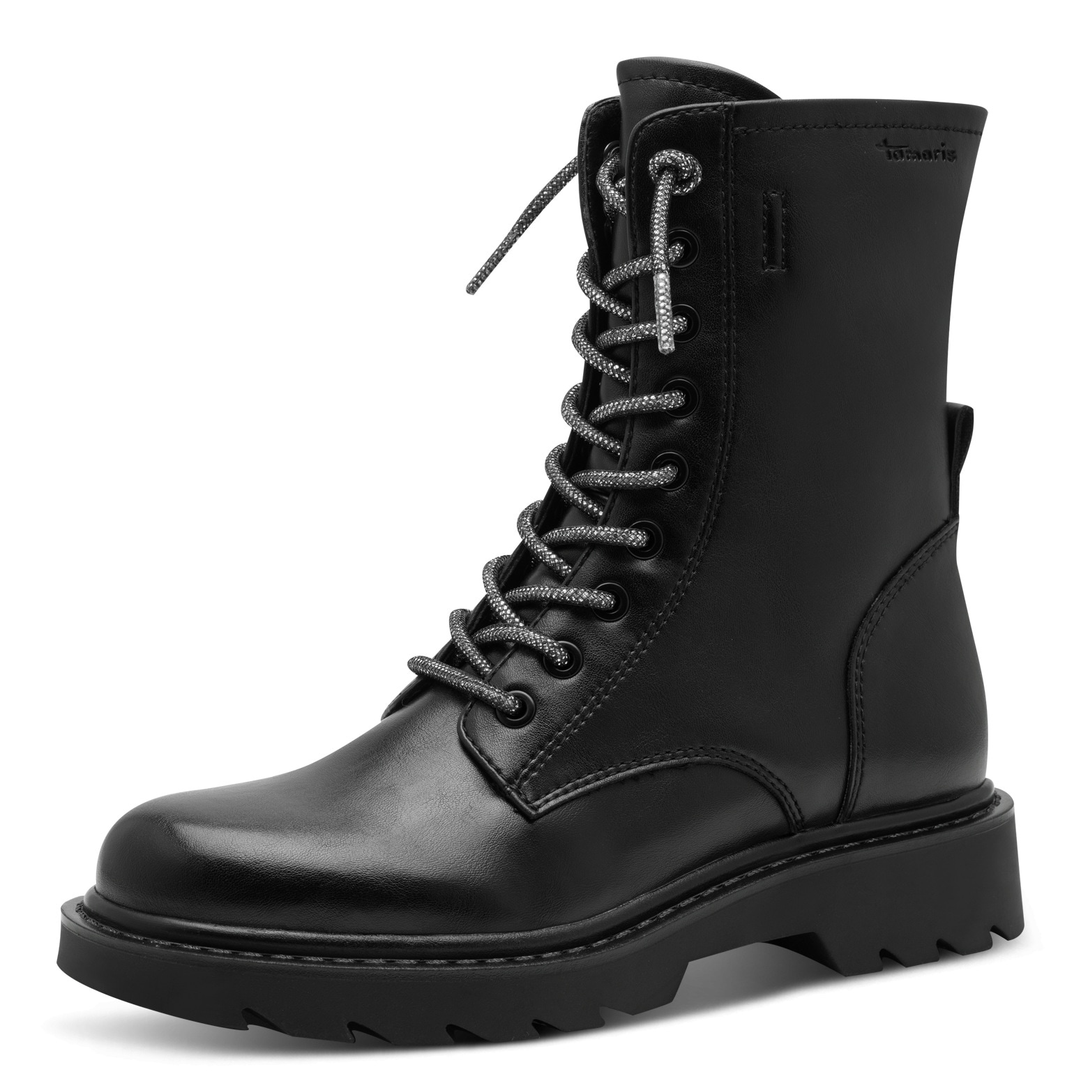 Tamaris Schnürstiefelette, Blockabsatz, Schnürboots mit glänzenden, elastis günstig online kaufen