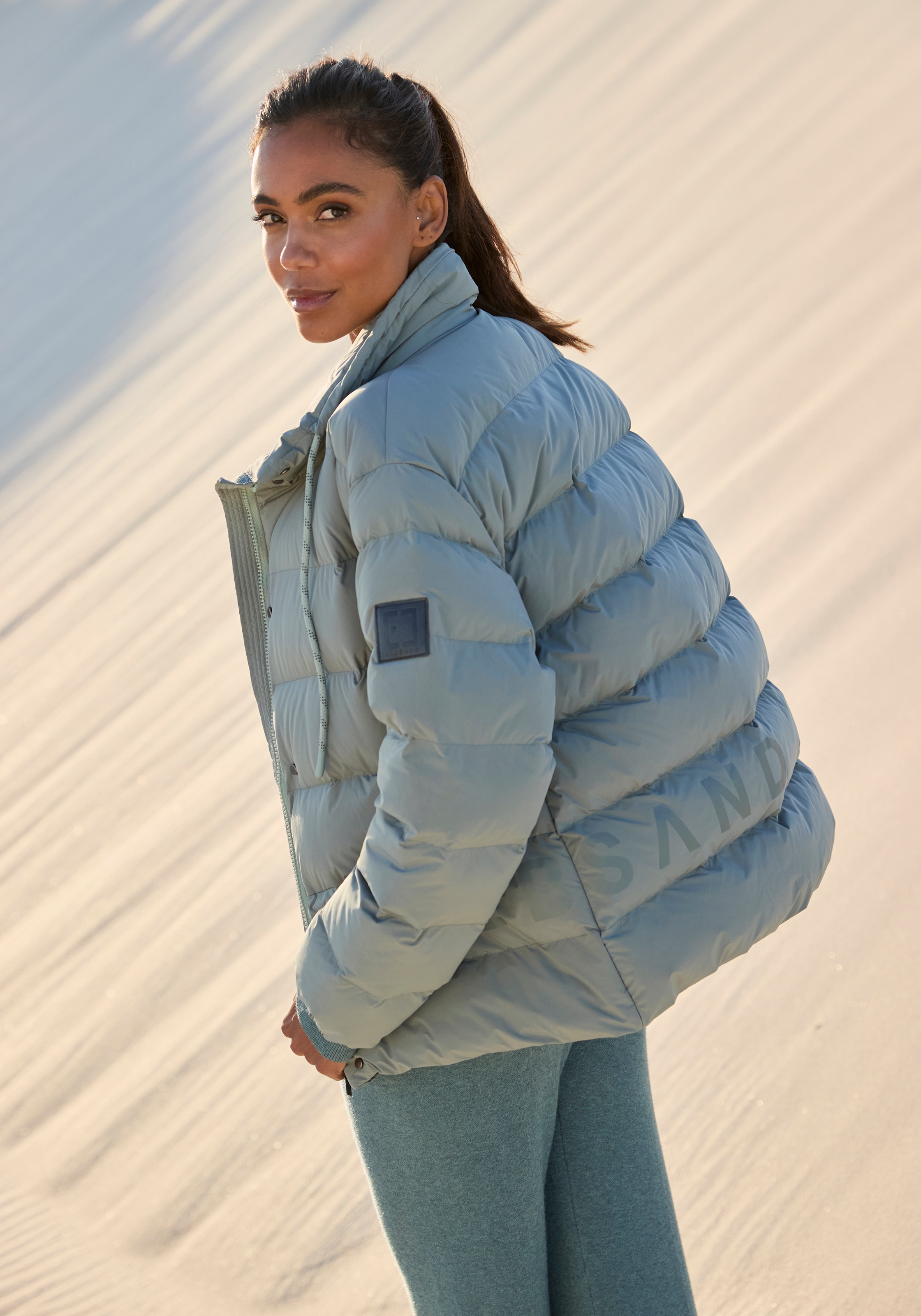 Elbsand Steppjacke, ohne Kapuze, mit hochschließendem Kragen