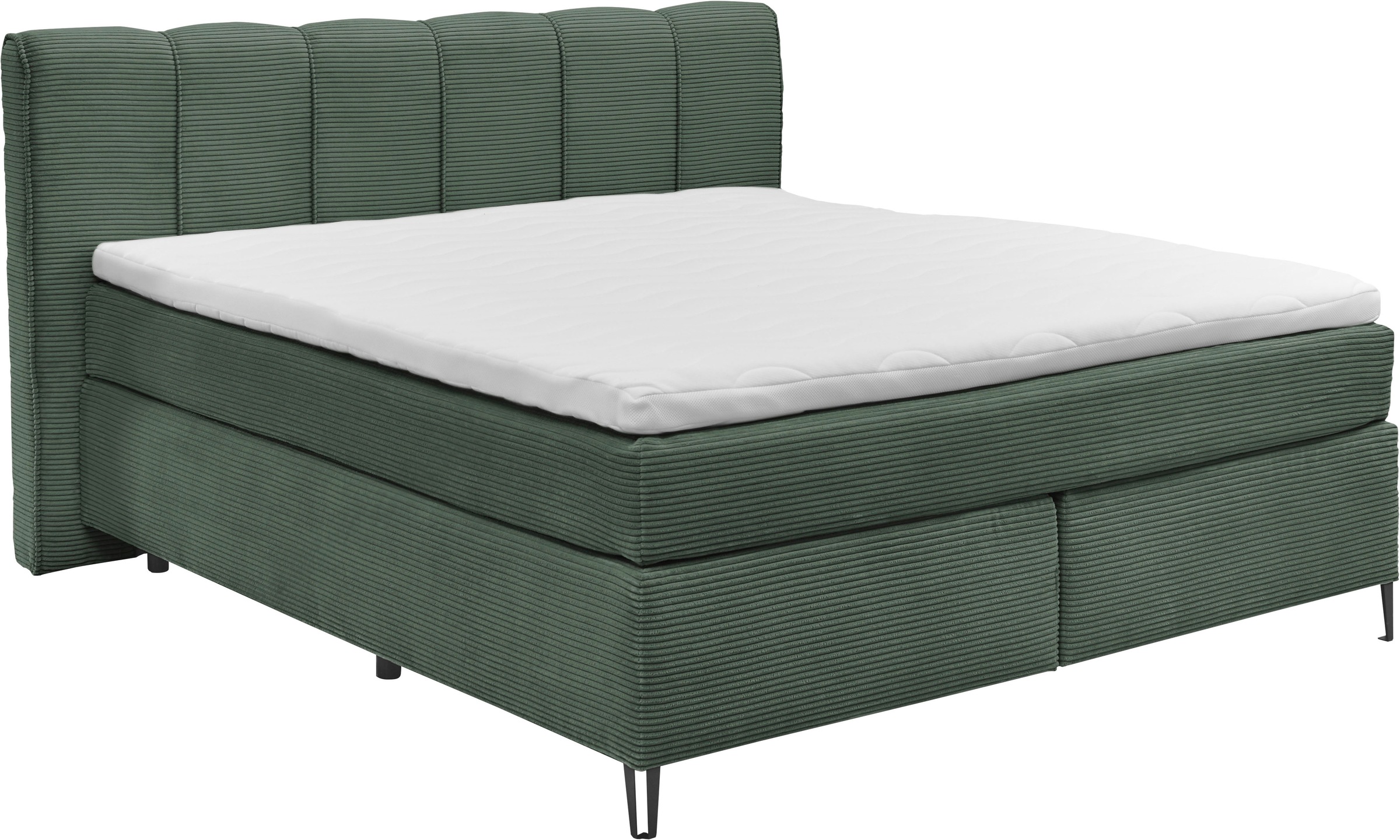 set one by Musterring Boxspringbett »Fairfield«, Metallfuß schwarz, Kopfteil mit Keder, Breite 160 oder 180 cm