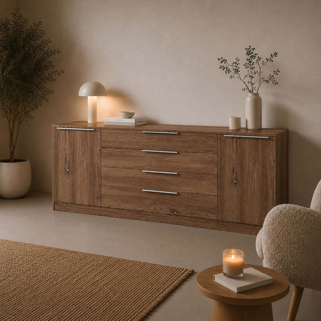 borchardt Möbel Kommode »Oliva, Kommode mit Metallgriffen« Breite 200 cm, mit 4 Schubkästen