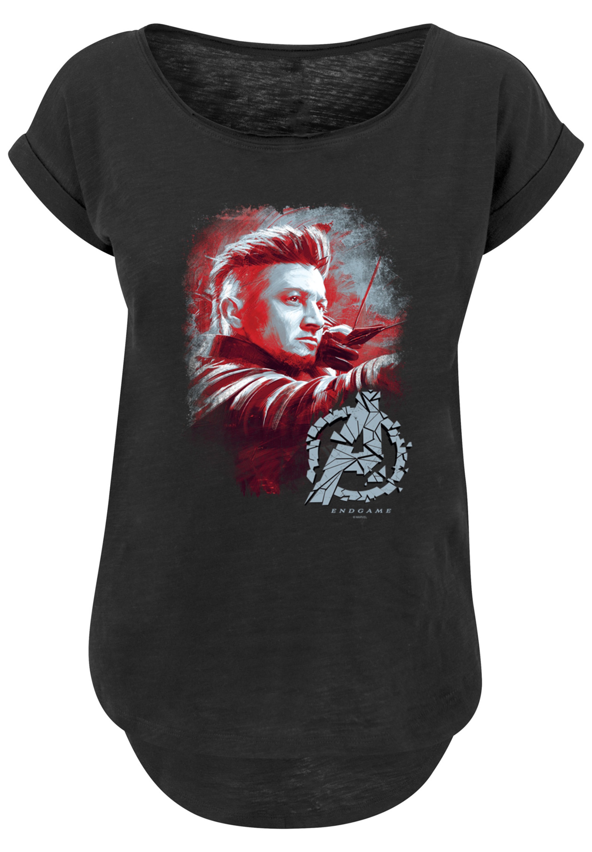 F4NT4STIC T-Shirt »Marvel Avengers Endgame Hawkeye Brushed«, Damen,Premium Merch,Lang,Longshirt,Logo Print