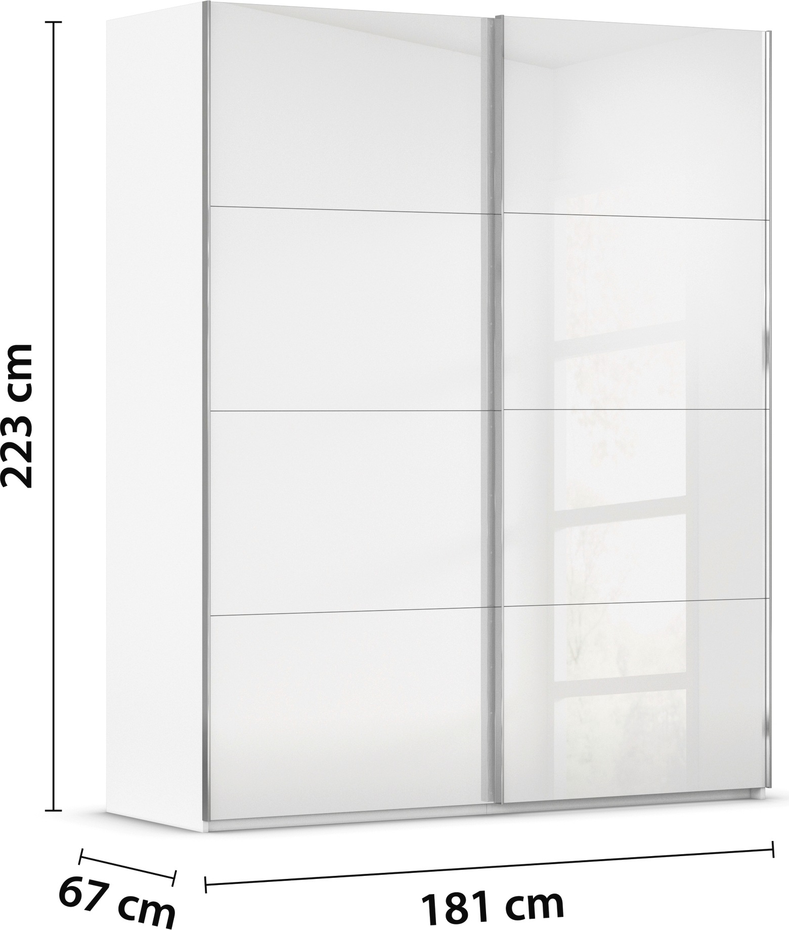 rauch Schwebetürenschrank »Kleiderschrank Schrank Garderobe Schlafzimmerschrank SCALE-FYRA«, edle viergeteilte Türen mit Glas-Front viele Farben MADE IN GERMANY
