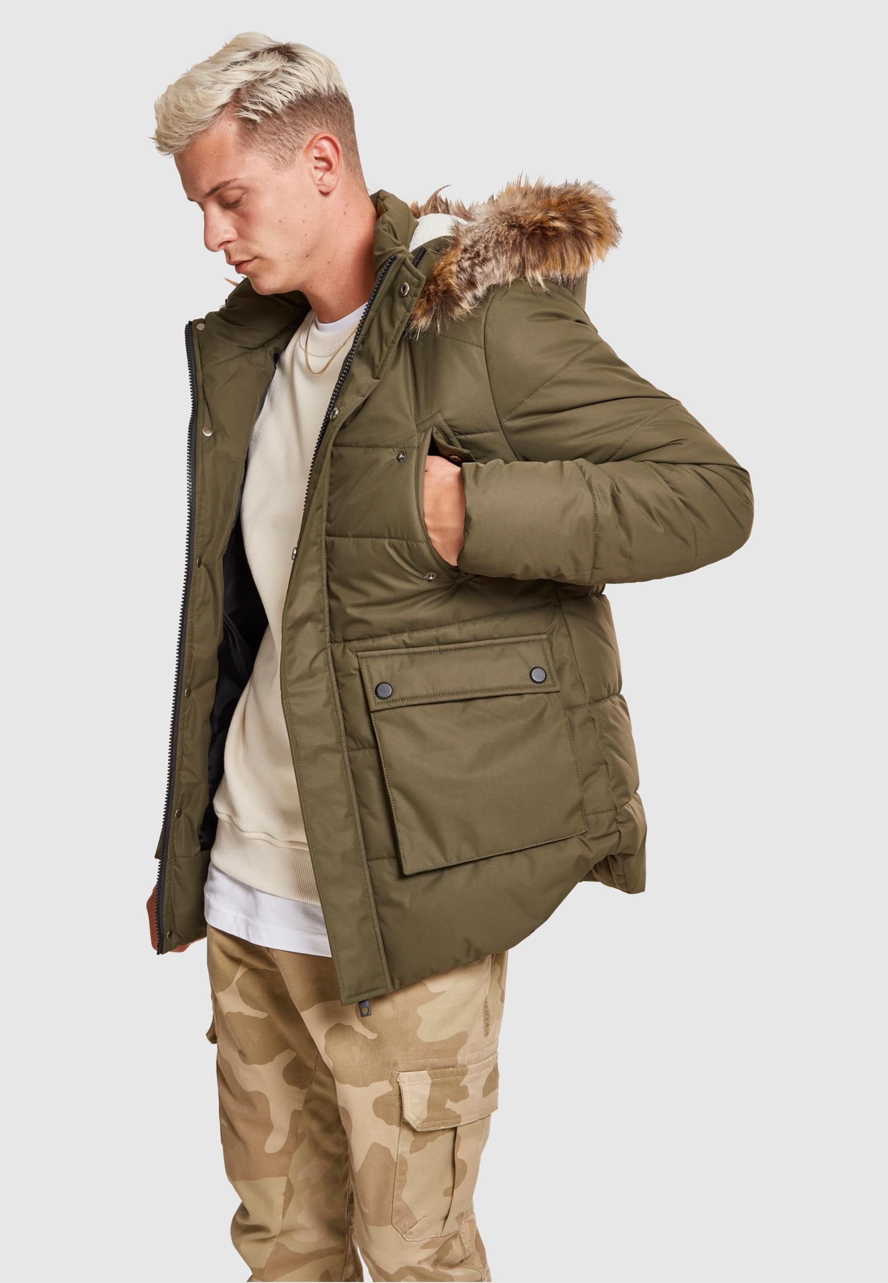 URBAN CLASSICS Winterjacke »Urban Classics Herren Faux Fur Hooded Jacket«, (1 St.), mit Kapuze