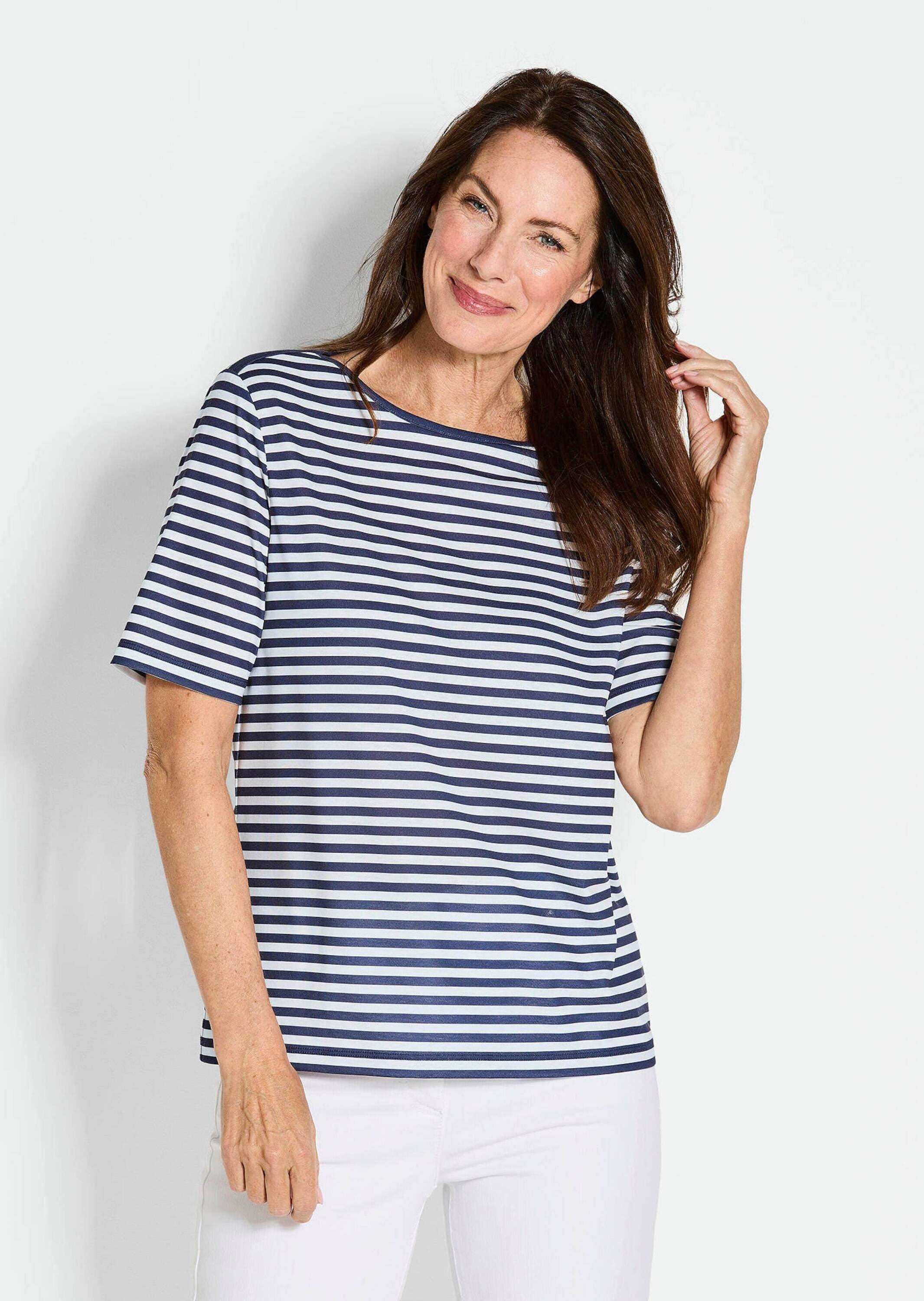 GOLDNER Kurzarmshirt "Kurzgröße Stilvolles Streifenshirt für Damen" Blende günstig online kaufen