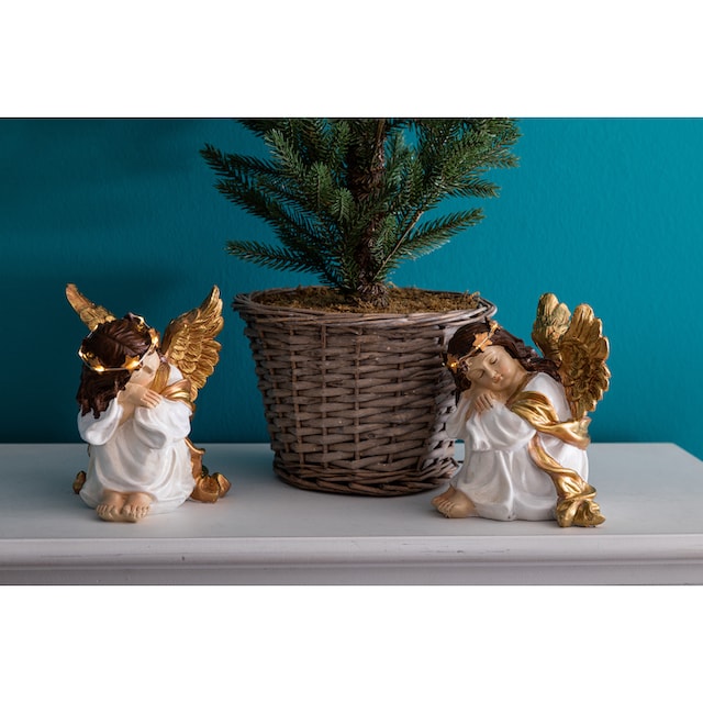 Myflair Möbel & Accessoires Engelfigur »Weihnachtsdeko«, mit beleuchtetem  Haarkranz, Höhe ca. 18 cm kaufen | BAUR