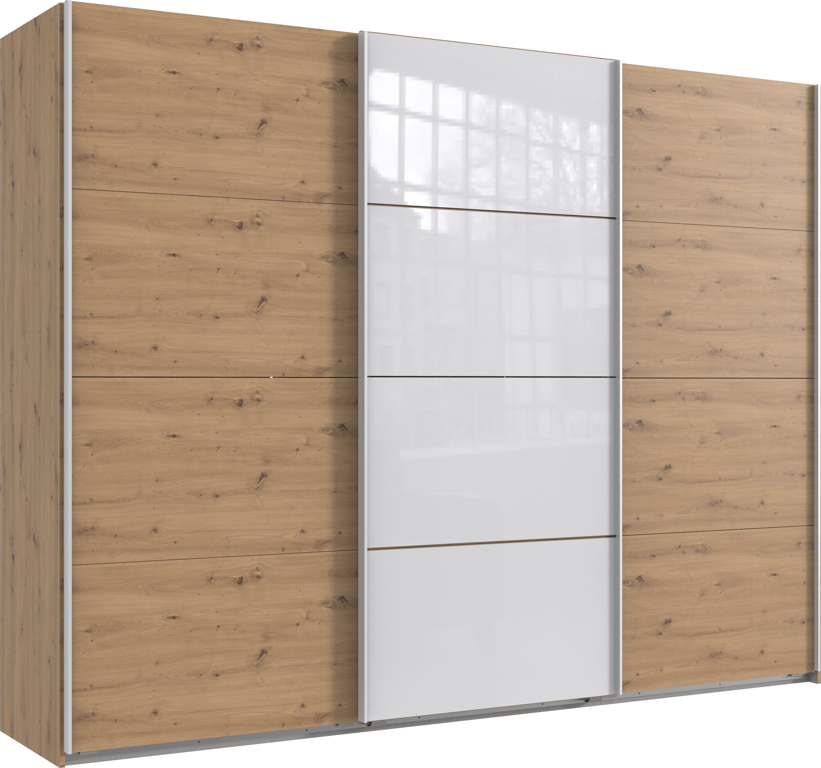 Wimex Schwebetürenschrank "Norderstedt" INKLUSIVE 2 Stoffboxen und 2 zusätzliche Einlegeböden, mit Glastür
