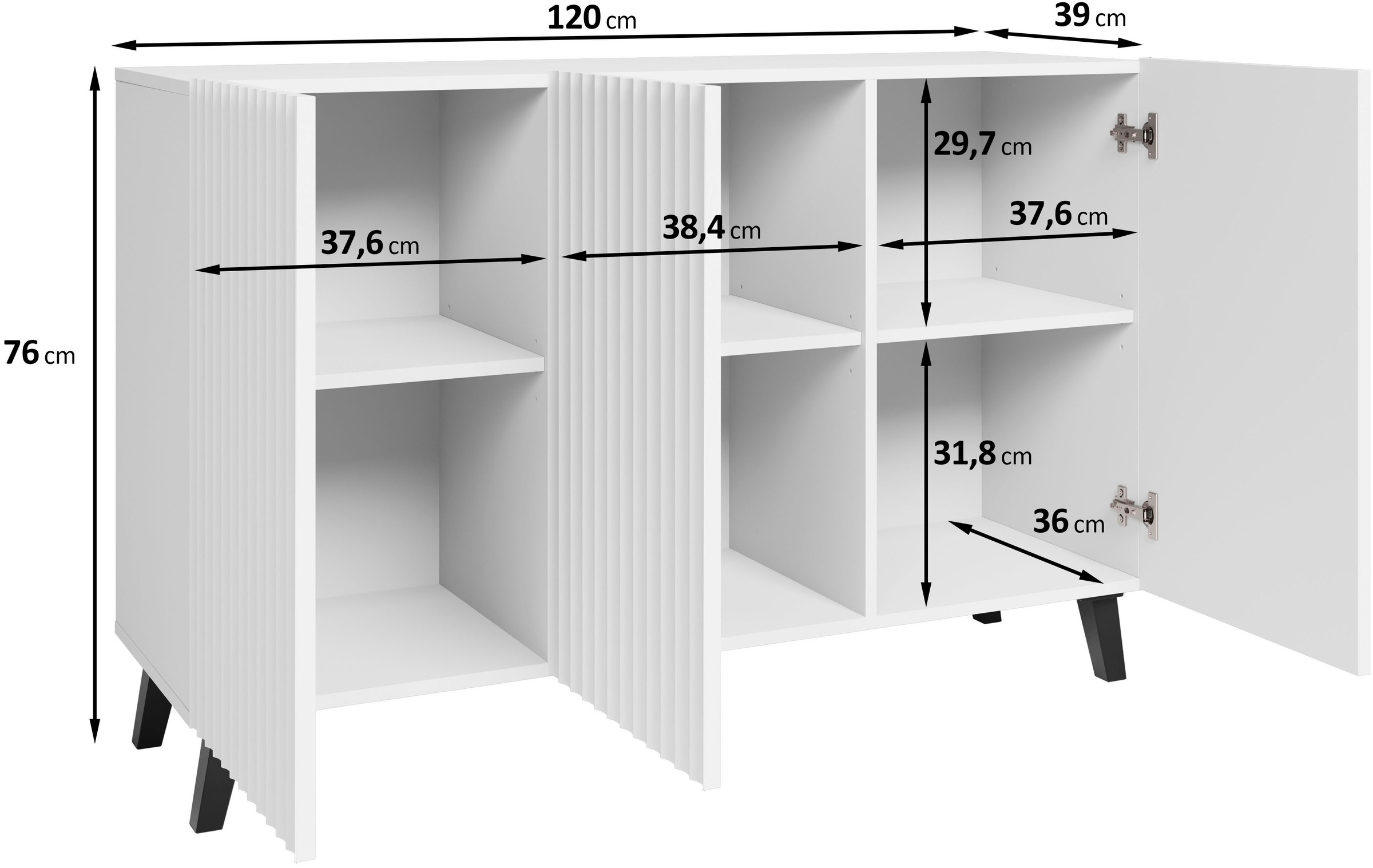 INOSIGN Sideboard »SIDEBOARD PHUKET«, (1 St.), Modernes Sideboard mit 6 Fächern, Breite 120 cm