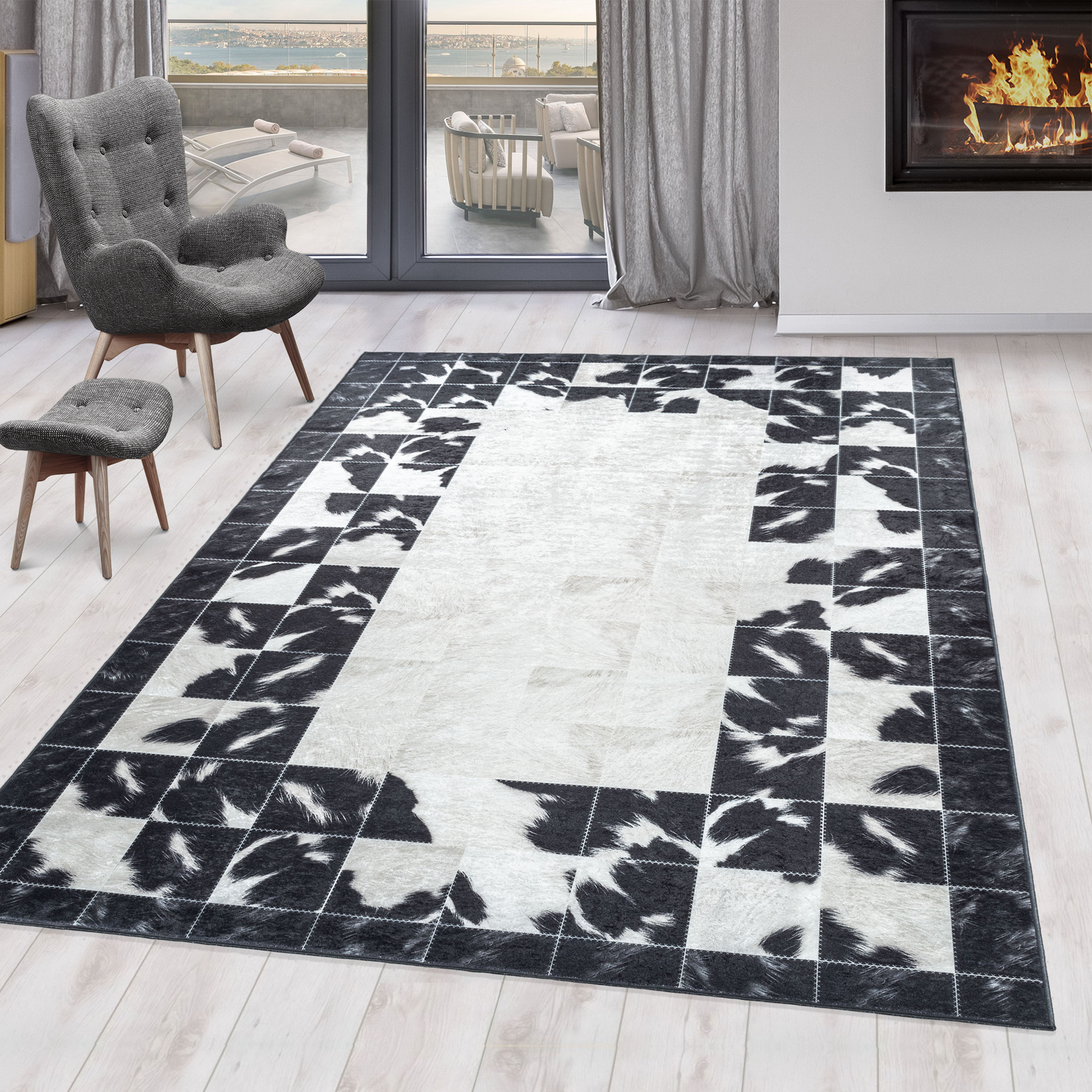 Ayyildiz Teppiche Teppich "FIESTA 4307, auch als Läufer" rechteckig 6 mm Höhe Pflegeleichtes Flachgewebe/ Moderner Fell Look/ Tierfell Optik