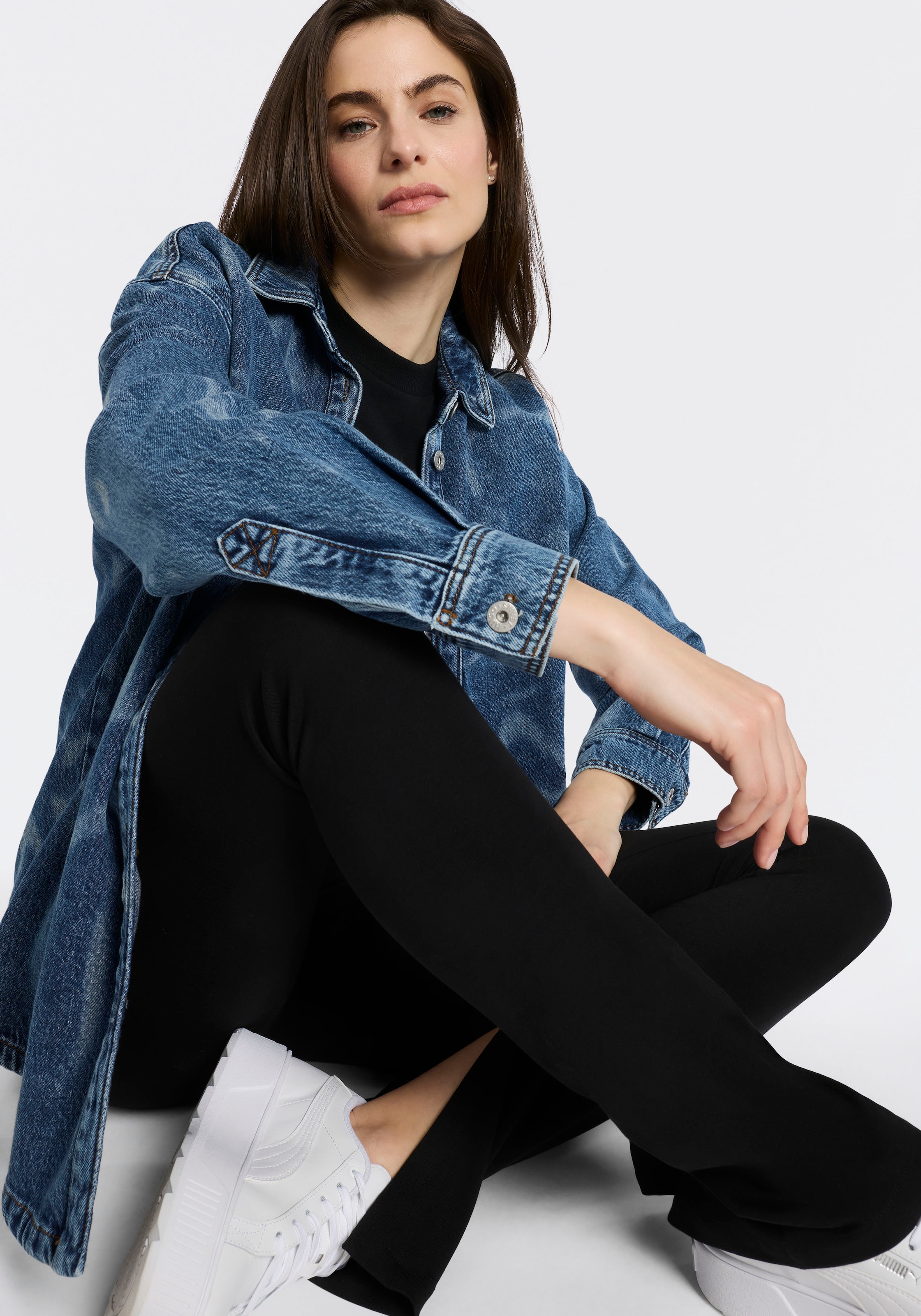 HUGO Blue Hemdbluse »Garesa« Denim mit Laserprint, Oversized Fit