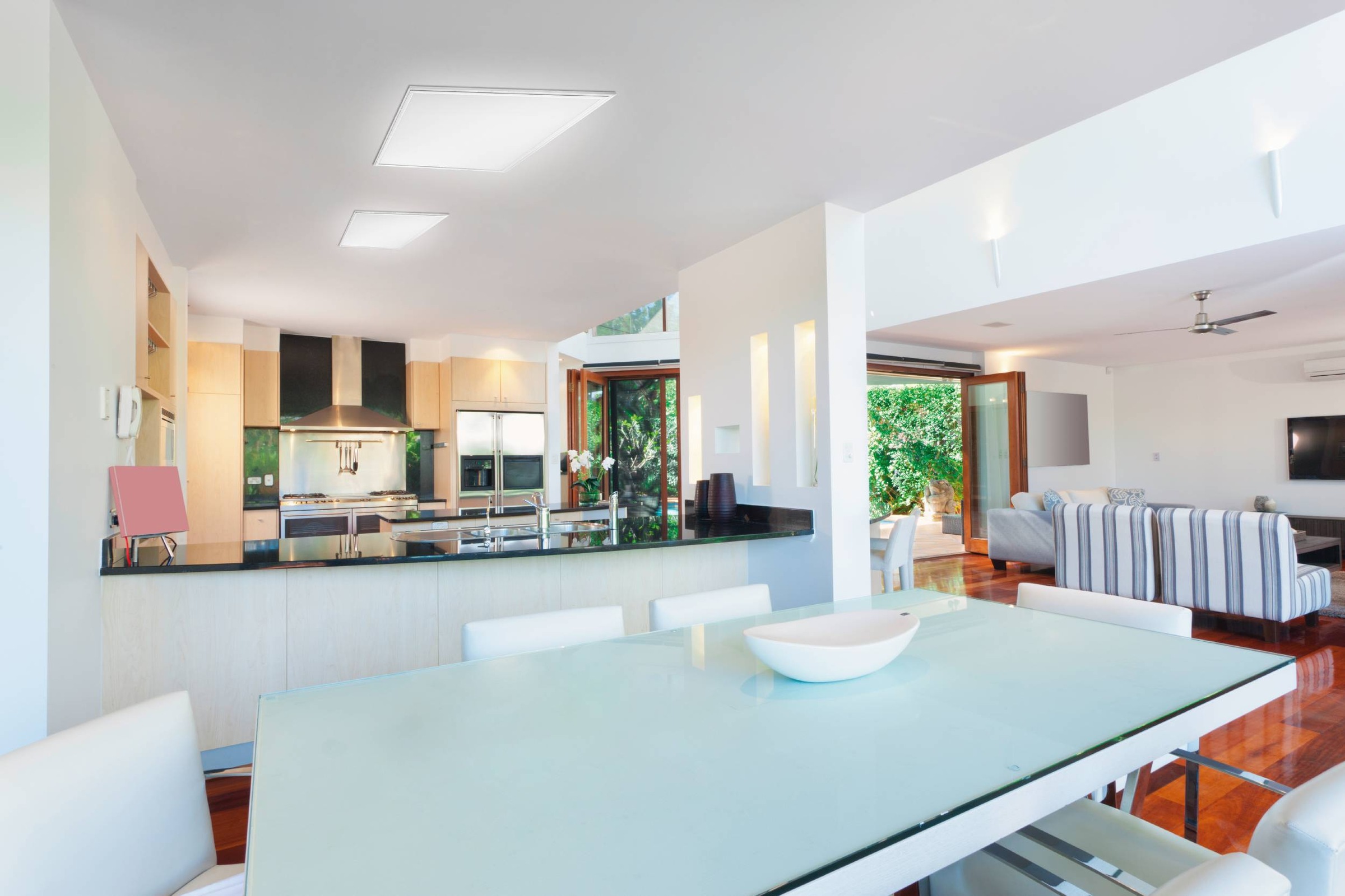 EGLO Rasterleuchte »Salobrena 1 Einbaulampe, Deckenlampe, Aluminium und Kunststoff, Lampe« LED-Modul 1 Stk. Neutralweiß Deckenlampe 62cm, Wohnzimmerlampe, LED Deckenleuchte, Bürolampe, Weiß