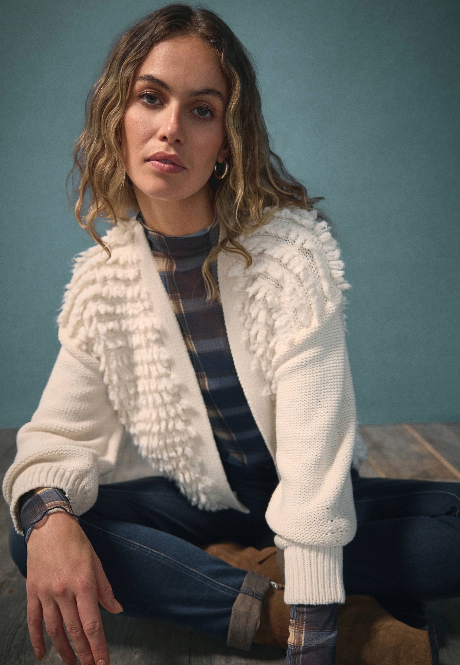 Zero Strickjacke »Damen Strickjacke offener Style« 1 Stk. tlg. Fransen