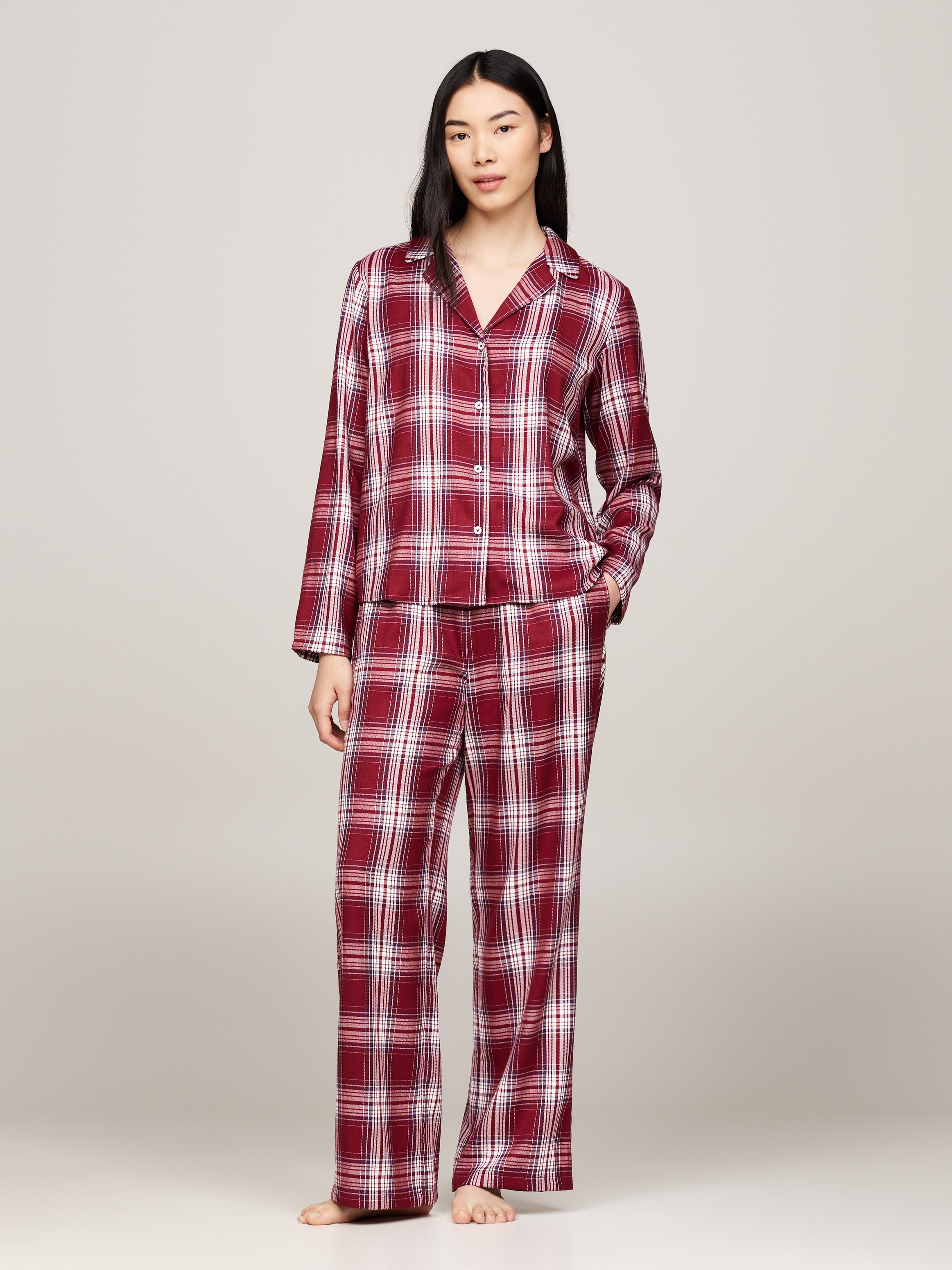 Tommy Hilfiger Underwear Pyjama "LS FLNL SHIRT PJ SET (EXT.SIZE)", (Set, 2 tlg., 2tlg), mit Karo-Muster