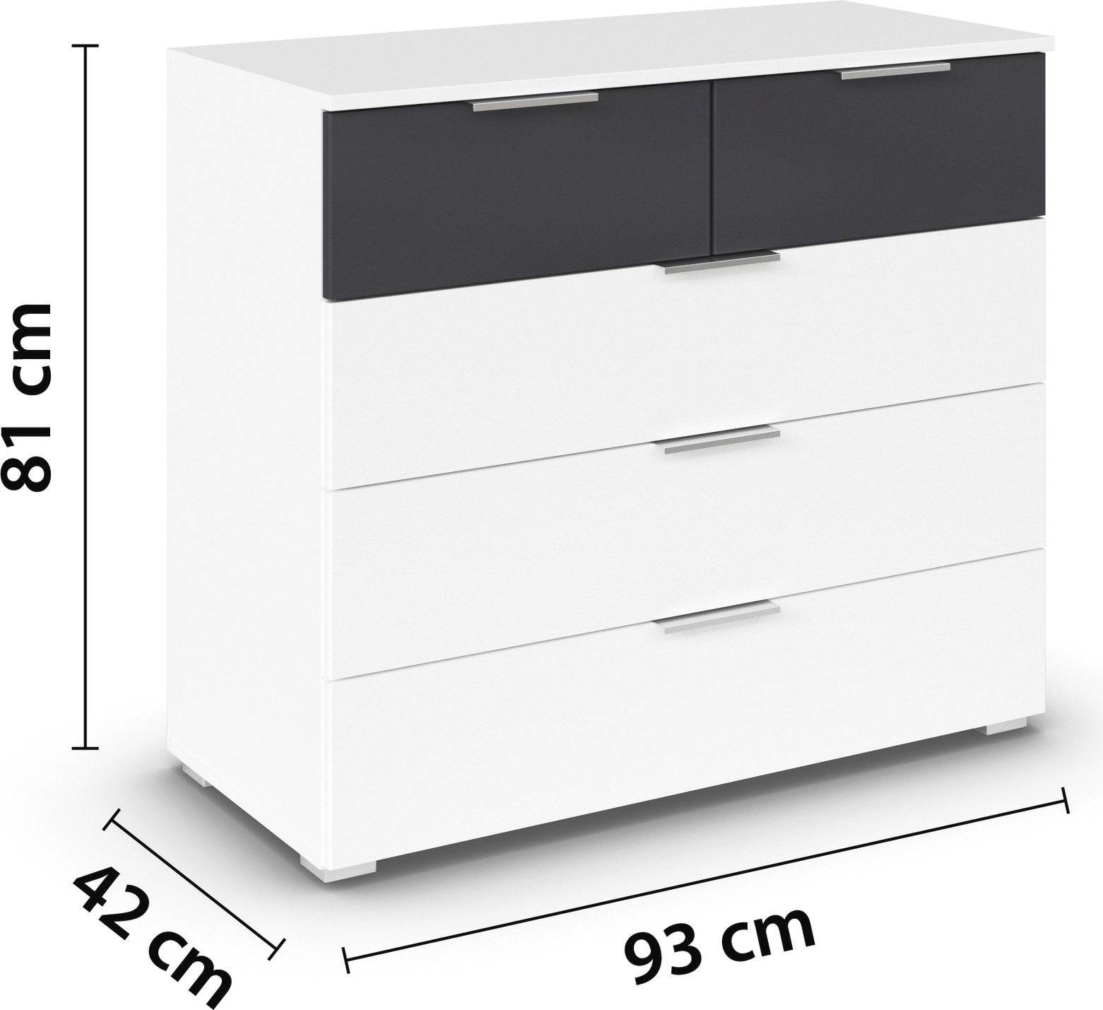 rauch Schubkastenkommode »Monza Sideboard Kommode Wäscheschrank«, mit 5 geräumigen Schubkästen in trendigen Farbkombinationen