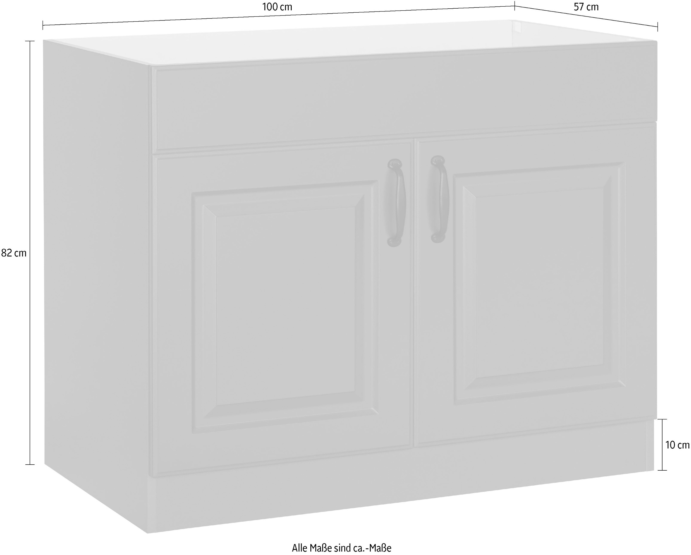 wiho Küchen Spülenschrank »Erla«, 100 cm breit mit Kassettenfront, ohne  Arbeitsplatte kaufen | BAUR