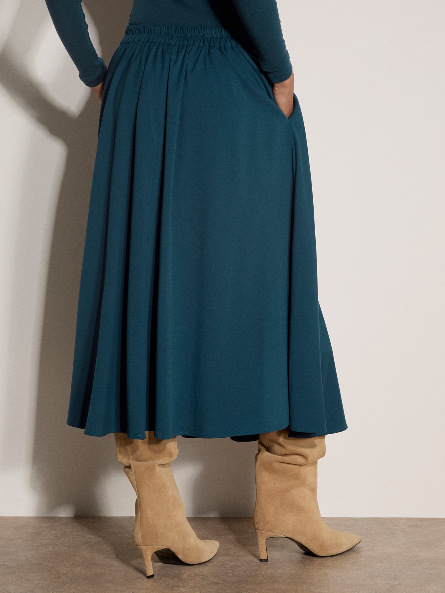 Apricot Midirock »Wadenlanger A-Linien Rock« aus gebürstetem Twill