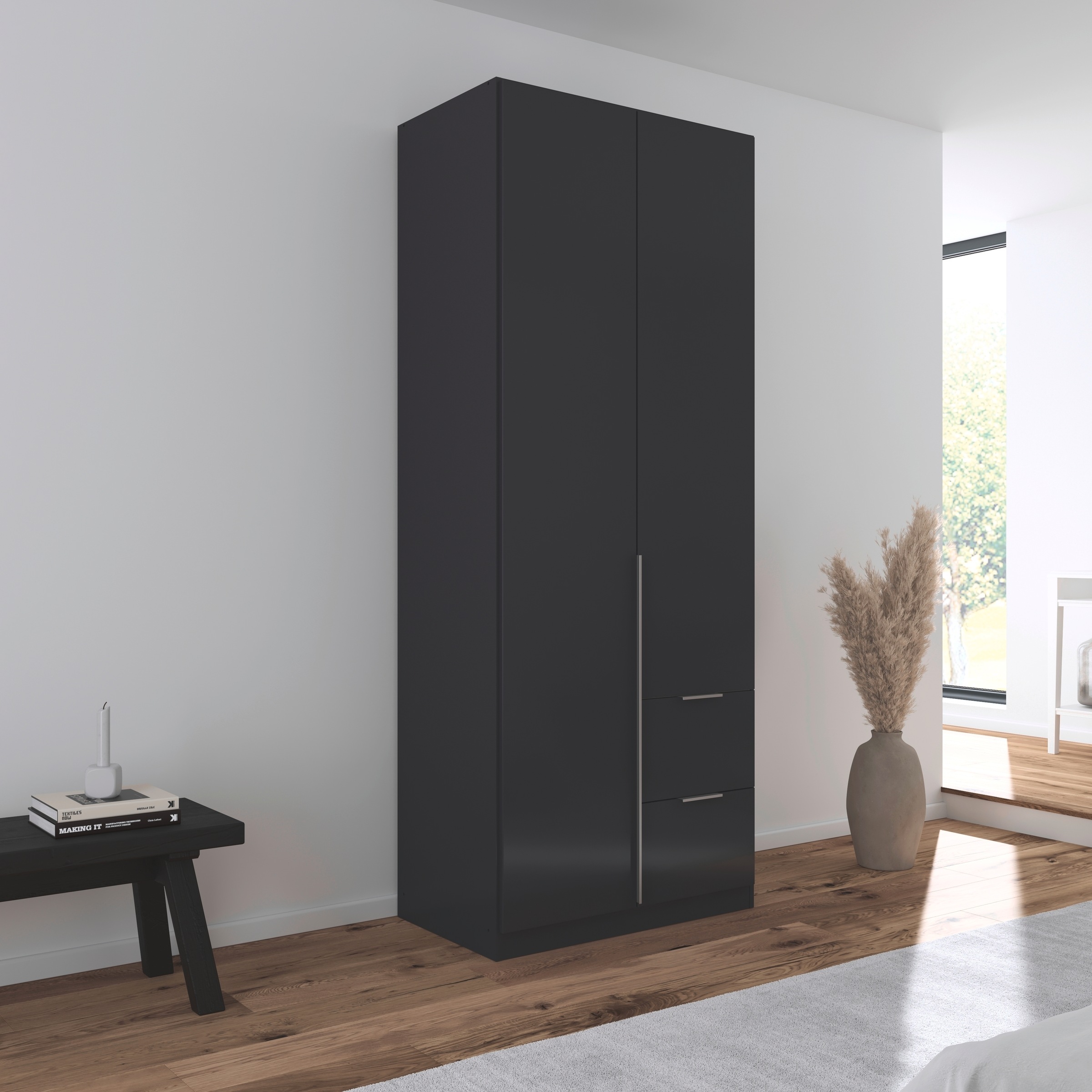 rauch Drehtürenschrank »Kleiderschrank Schrank Garderobe AGORDO mit Dekor- oder Hochglanzfront«, (in zwei Griff-Farben mit Dekor- oder Hochglanzfront), mit Außenschubkästen, in 6 Breiten und 2 Höhen MADE IN GERMANY