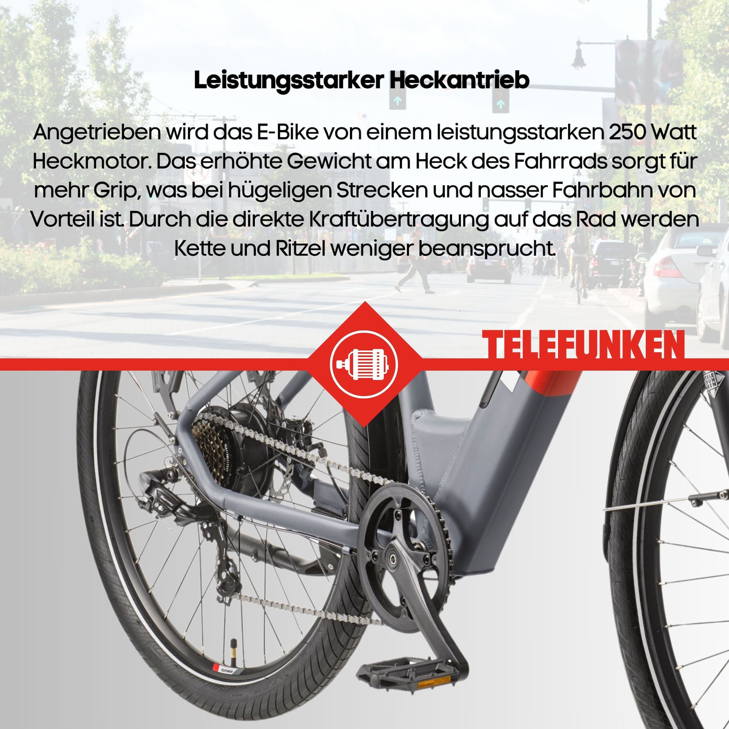 Telefunken E-Bike »E-City SUV300«, 7 Gang, Shimano, Tourney, Heckmotor 250 W, Pedelec, Elektrofahrrad, Damen u. Herren, innerhalb StVZO, 27,5 Zoll