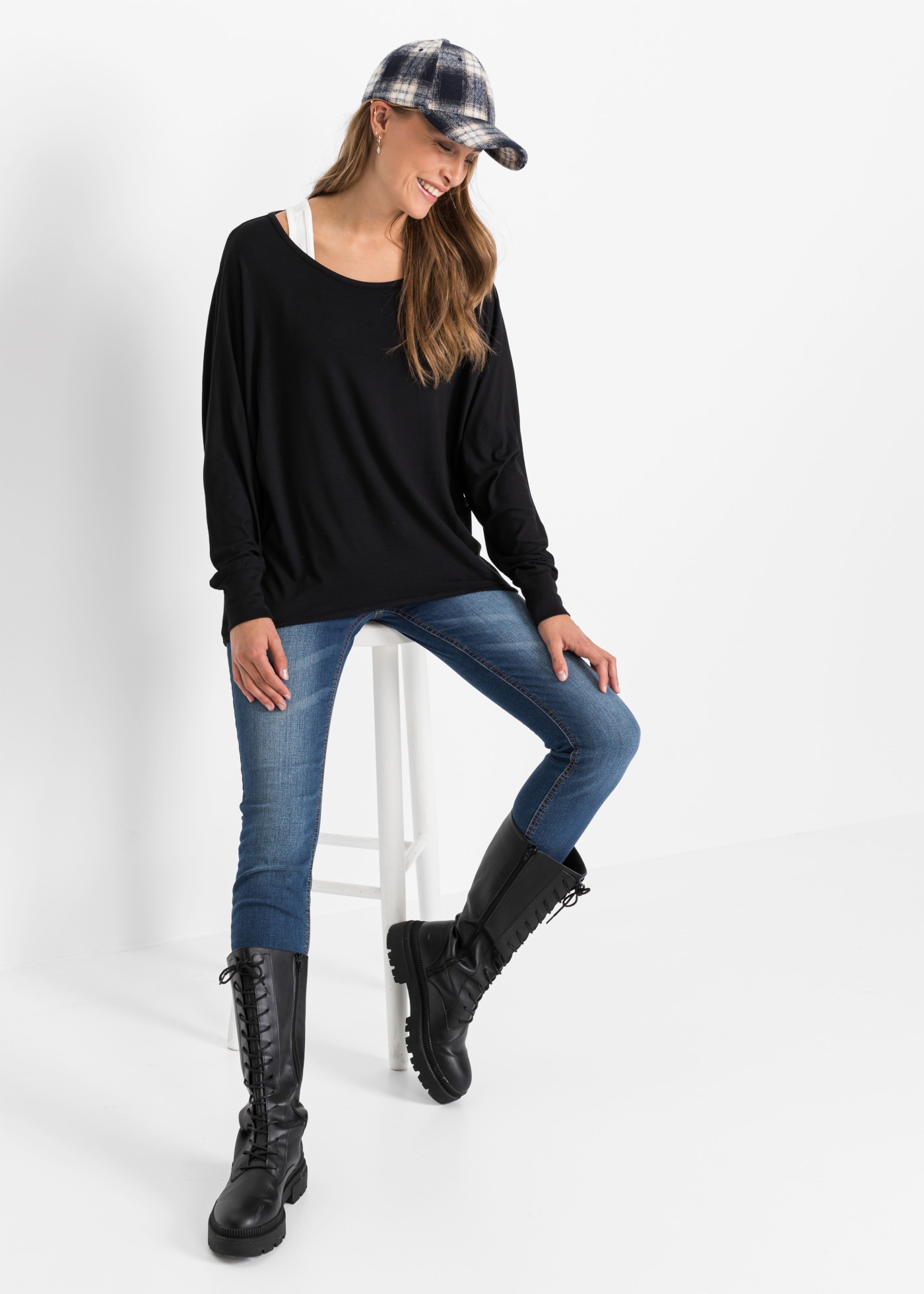 bonprix T-Shirt Set,  2-teiliges Set aus Longshirt und Top, in A-Linie, modisch