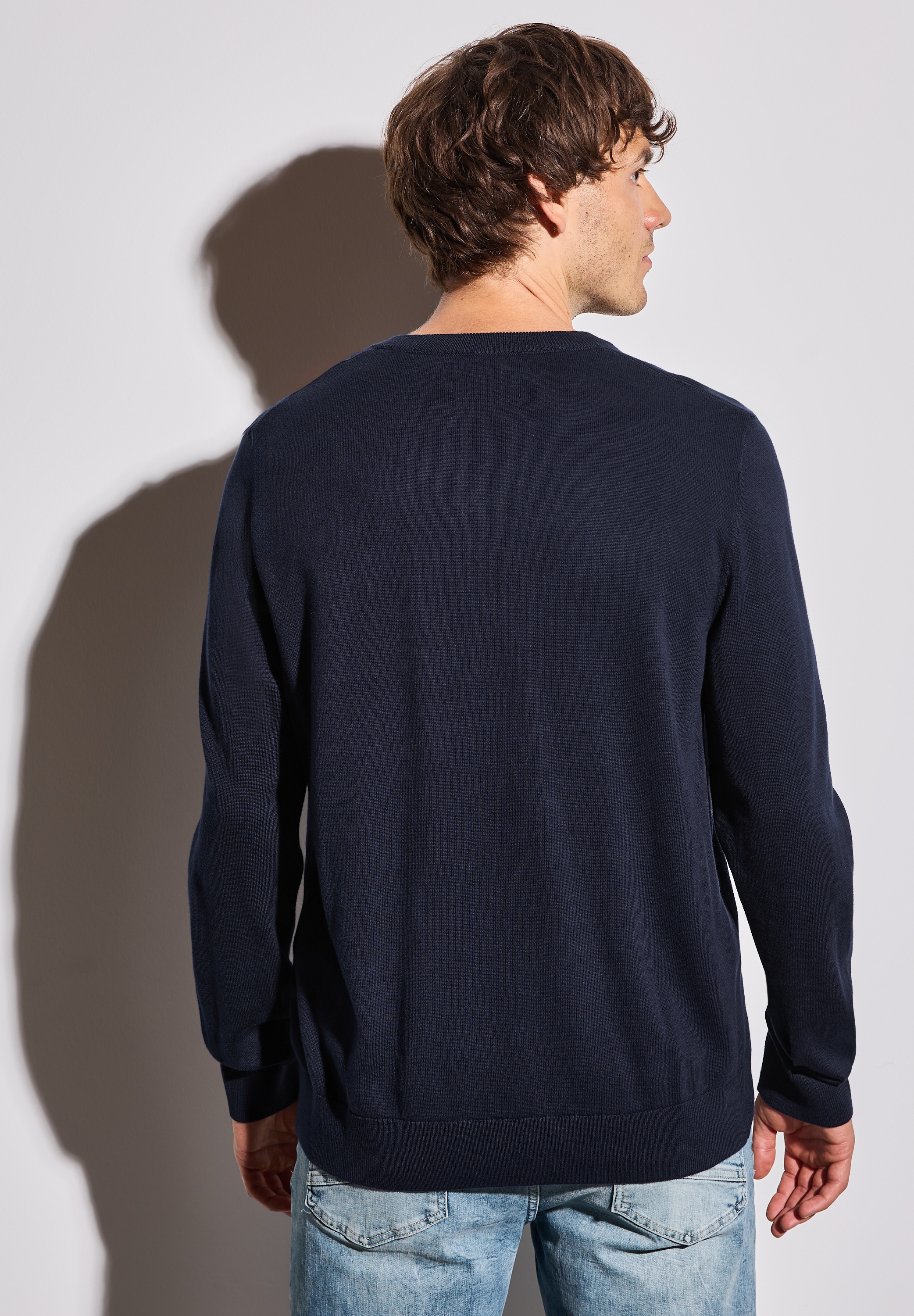 STREET ONE MEN Strickpullover, aus reiner Baumwolle