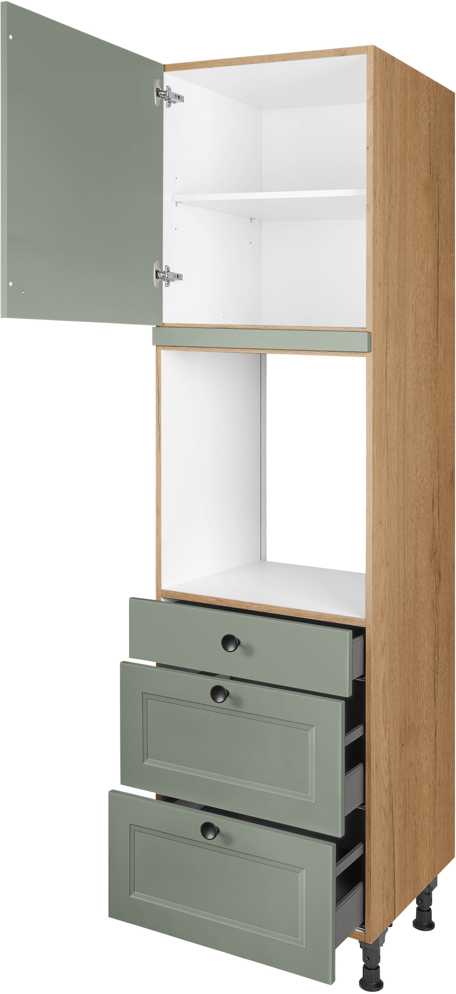 nobilia® Backofenumbauschrank »"Cascada", Ausrichtung wählbar, mit Schublade und zwei Auszügen und«, einer Tür, vormontiert, Breite/Höhe: 60/216,6 cm