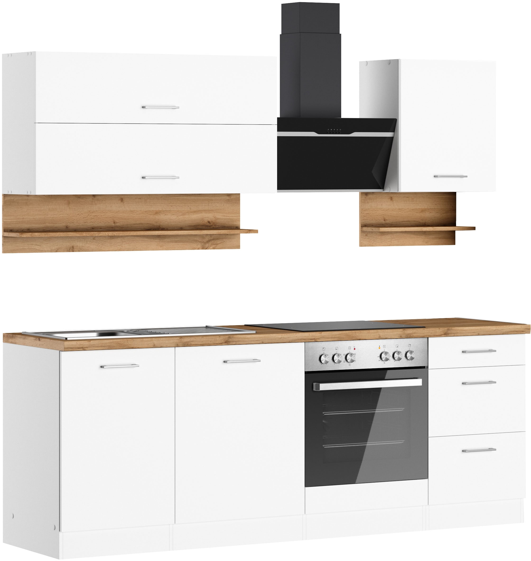 KOCHSTATION Küchenzeile "KS-Milan", 220 cm breit, robuste Metallauszüge, vi günstig online kaufen