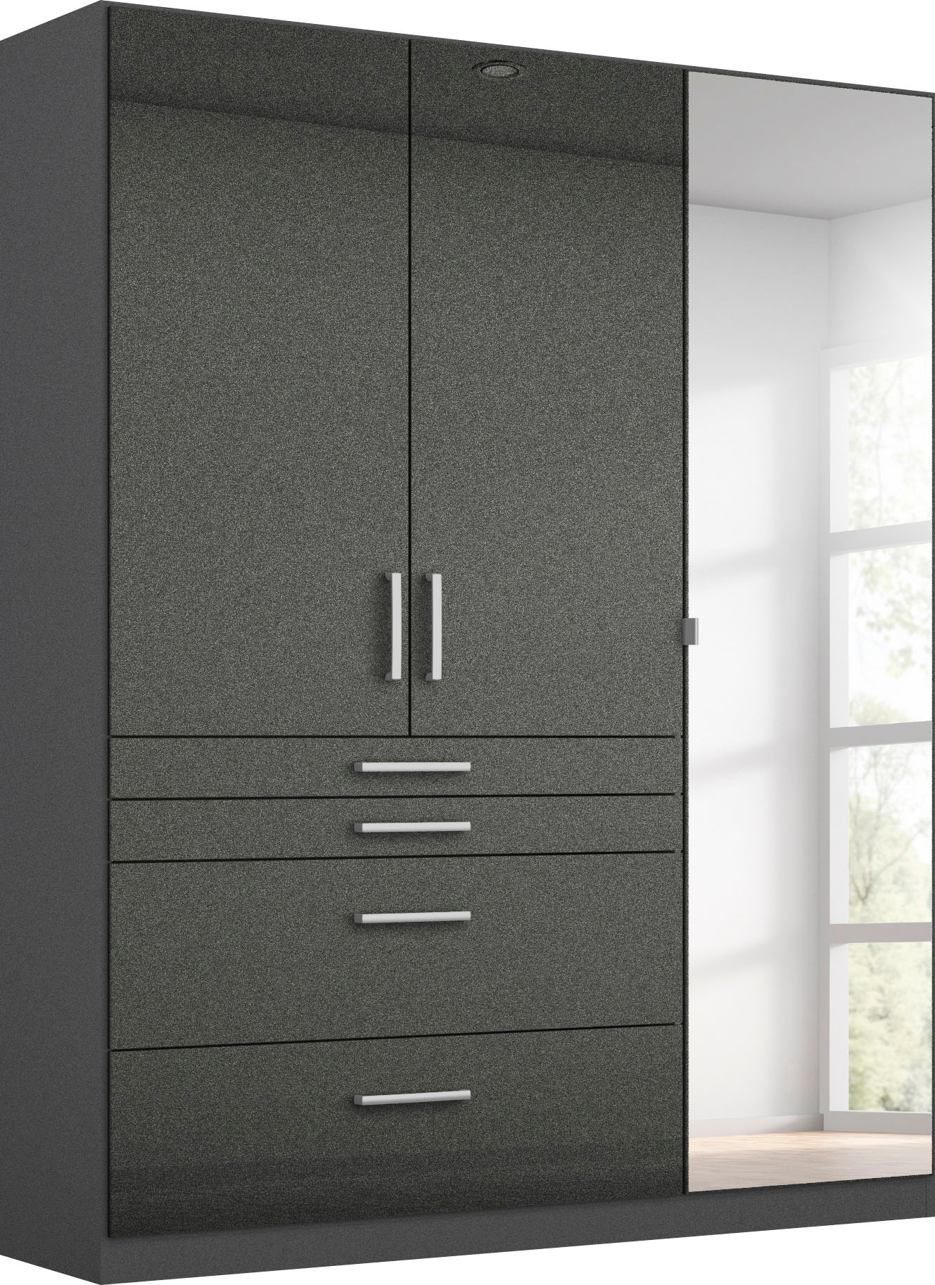 rauch Drehtürenschrank "Kleiderschrank Schrank Garderobe Garderobenschrank HOMBURG" mit Spiegel, oberer Schubkasten mit Einteilung MADE IN GERMANY